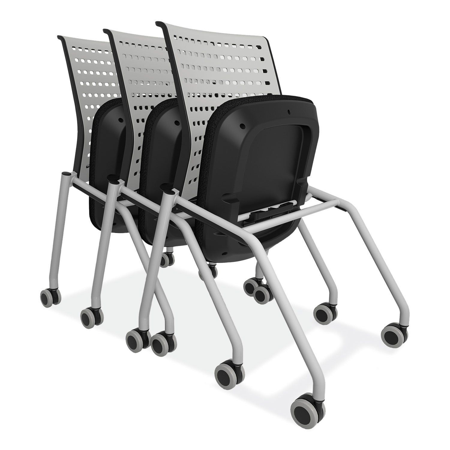 Safco® Thesis Training Chair with Static Back, Supports Up to 250 lb, 18" Seat Height, Black Seat, Gray Back, Gray Base, 2/Carton