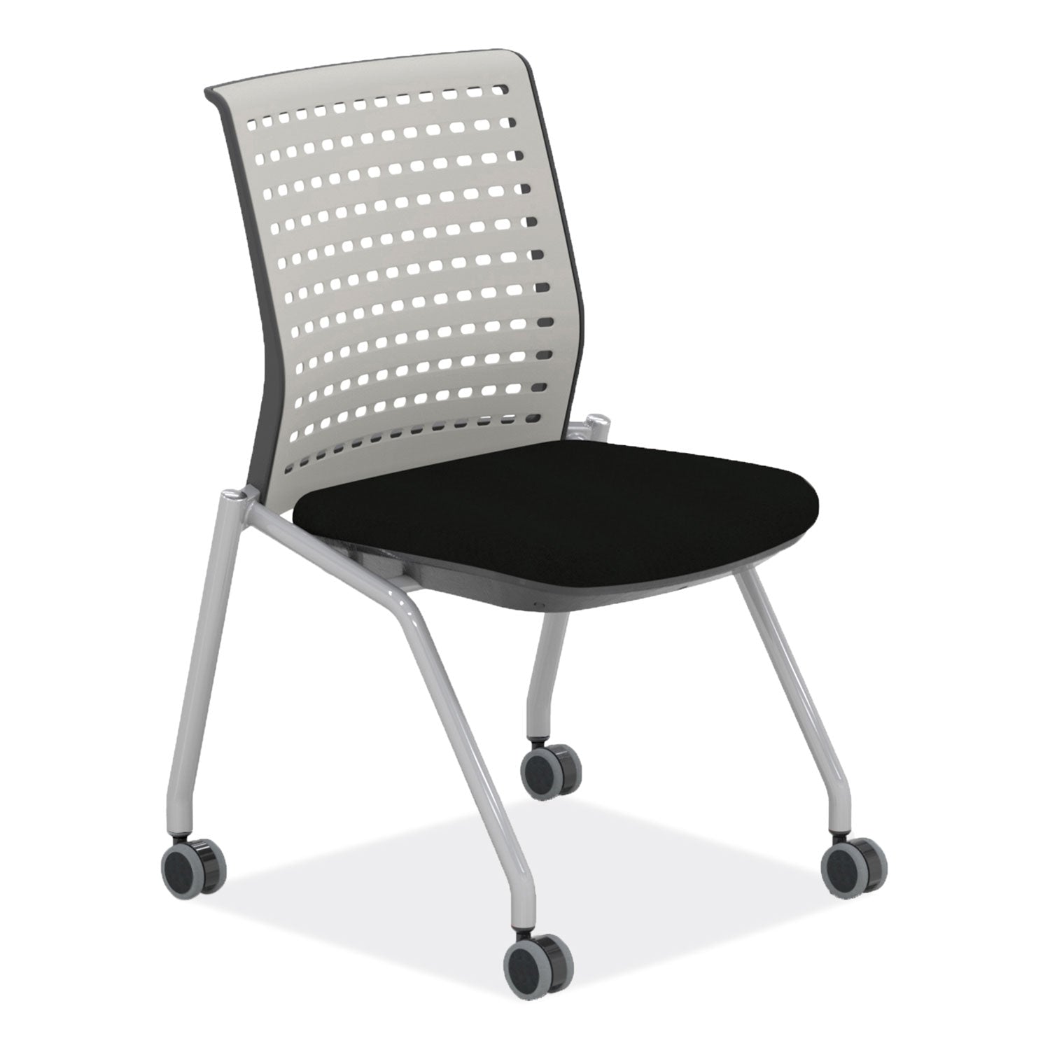 Thesis Training Chair with Static Back, Supports Up to 250 lb, 18" Seat Height, Black Seat, Gray Back, Gray Base, 2/Carton