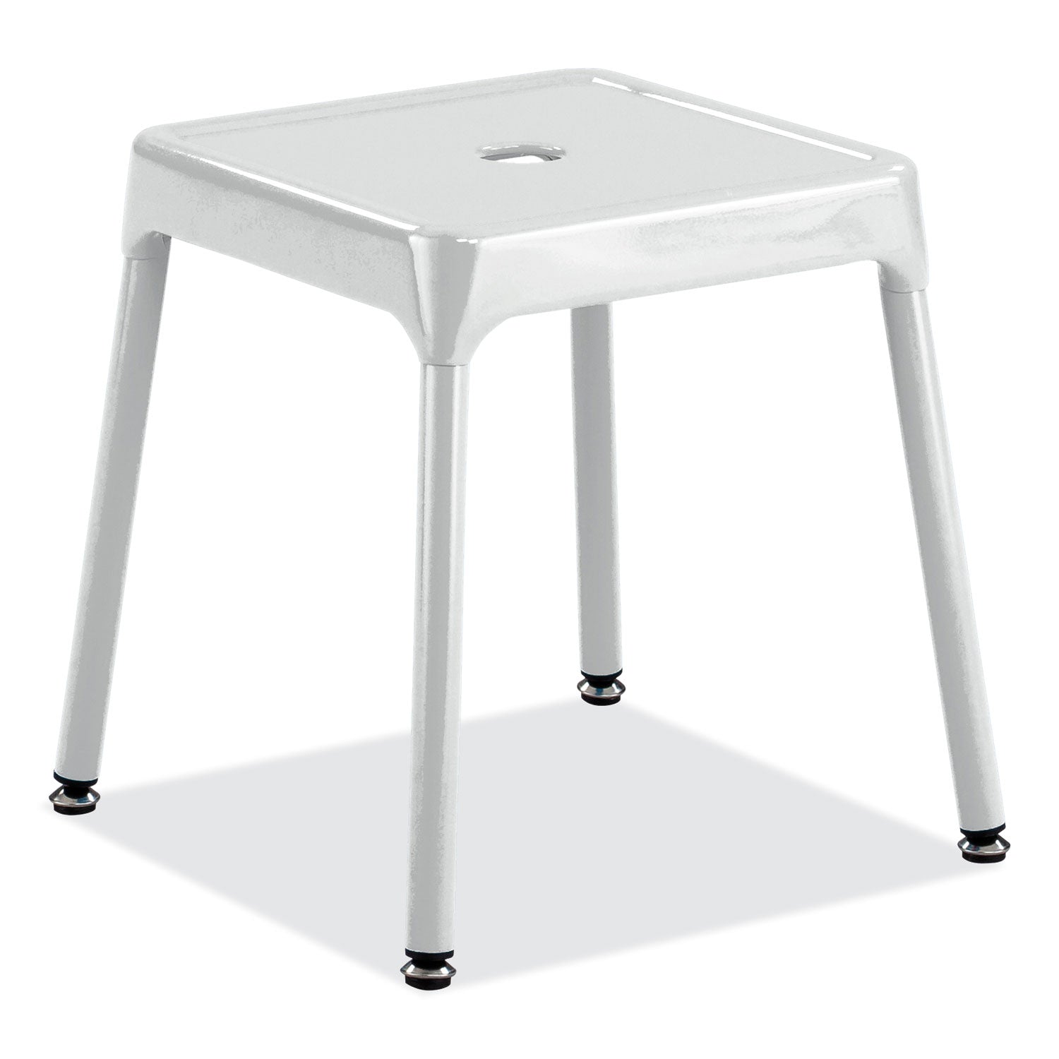 Safco® Steel Guest Stool, Backless, Supports Up to 275 lb, 15" to 15.5" Seat Height, White Seat, White Base