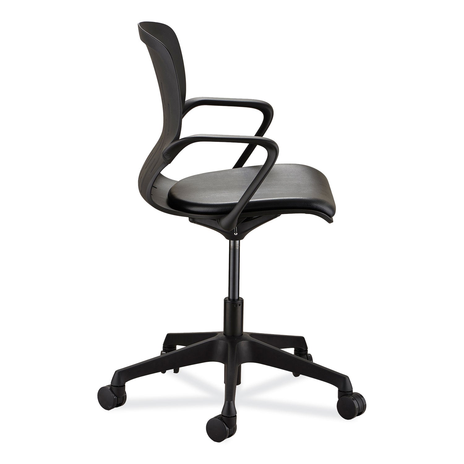 Safco® Shell Desk Chair, Supports Up to 275 lb, 17" to 20" Seat Height, Black Seat, Black Back, Black Base