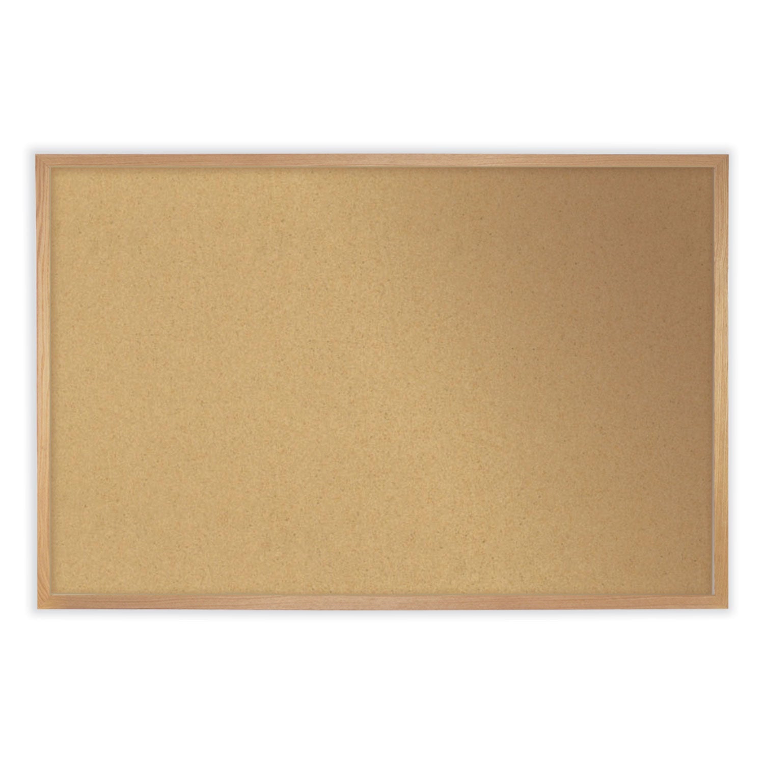 Natural Cork Bulletin Board with Frame, 48.5 x 48.5, Tan Surface, Oak Frame