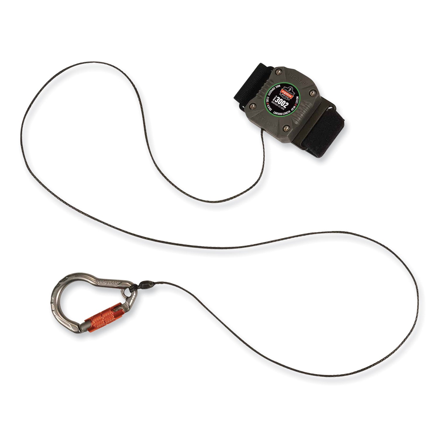 Ergodyne® Squids 3002 Retractable Lanyard with Carabiner + Belt-Loop Anchor, 2 lb Max Working Capacity, 6