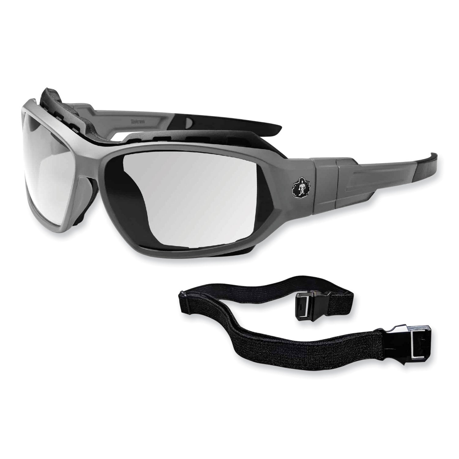 Ergodyne® Skullerz Loki Safety Glasses/Goggles, Matte Gray Nylon Impact Frame, Anti-Fog Clear Polycarb Lens