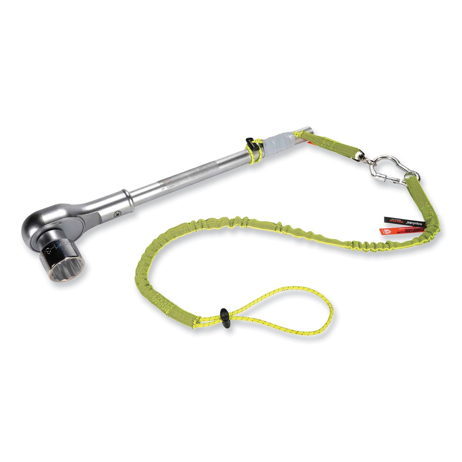 Ergodyne® Squids 3100 Lanyard with Aluminum Carabiner + Cinch-Loop, 10 lb Max Working Capacity, 35" to 45" Long, Lime