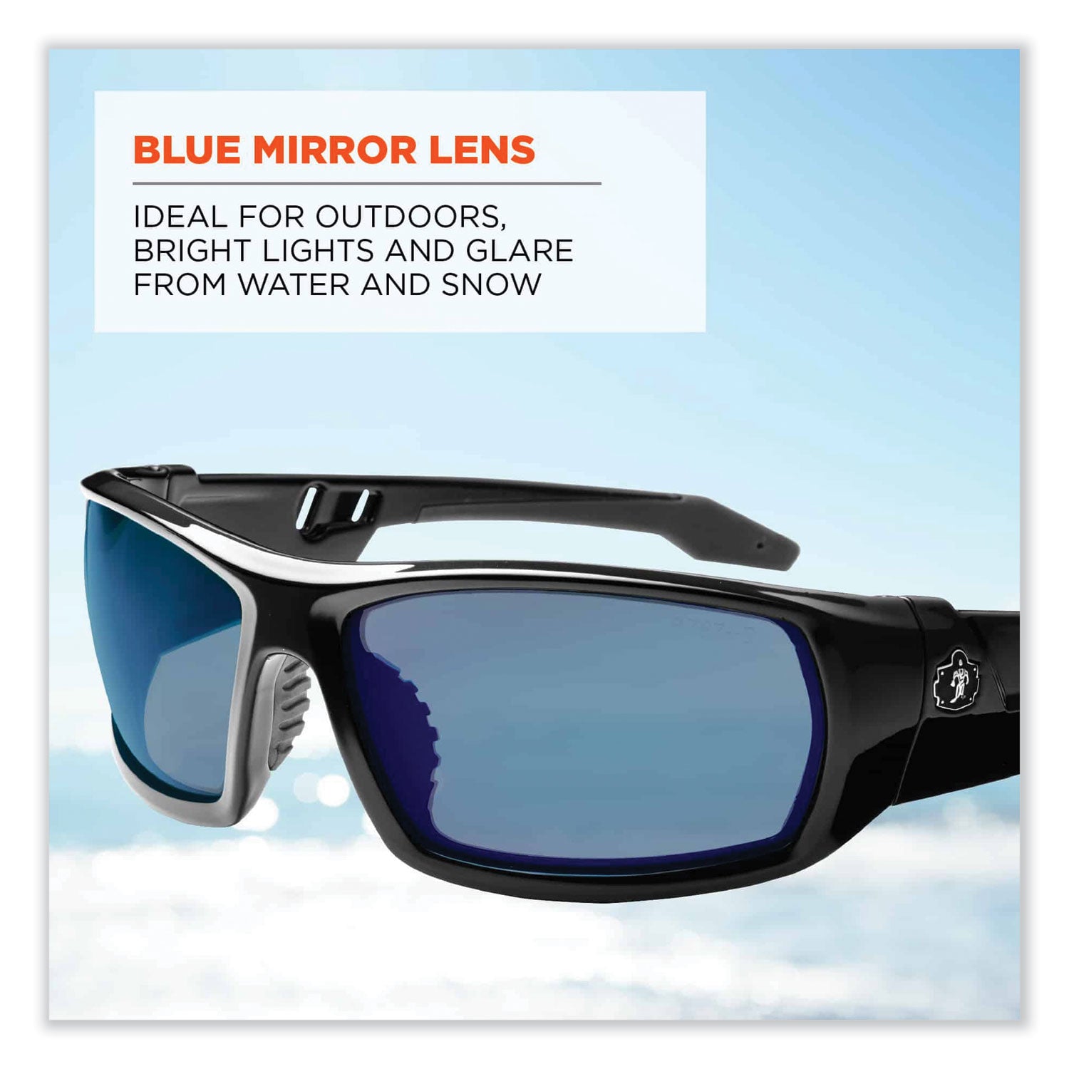 Ergodyne® Skullerz Odin Safety Glasses, Black Nylon Impact Frame, Blue Mirror Polycarbonate Lens