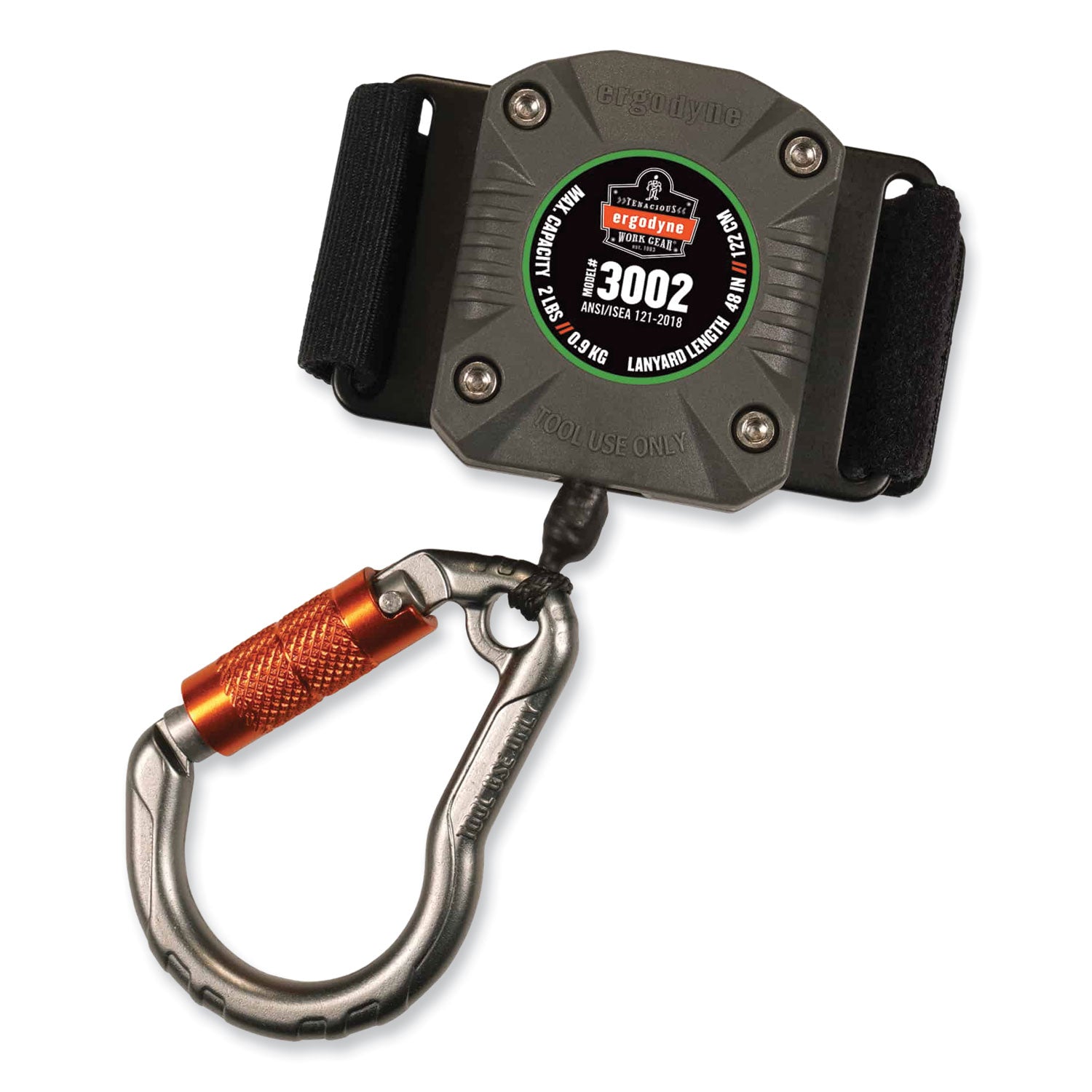 Squids 3002 Retractable Lanyard with Carabiner + Belt-Loop Anchor, 2 lb Max Working Capacity, 6