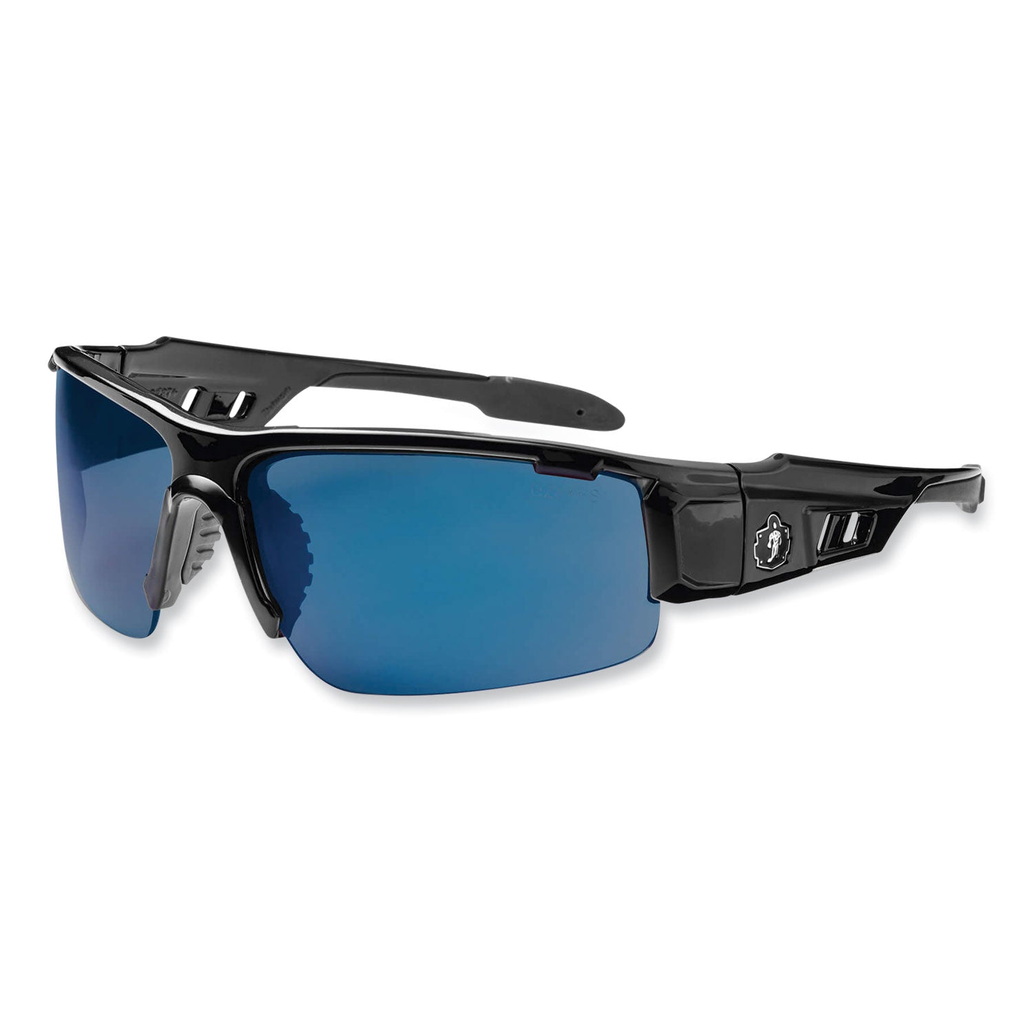 Skullerz Dagr Safety Glasses, Black Nylon Impact Frame, Blue Mirror Polycarbonate Lens