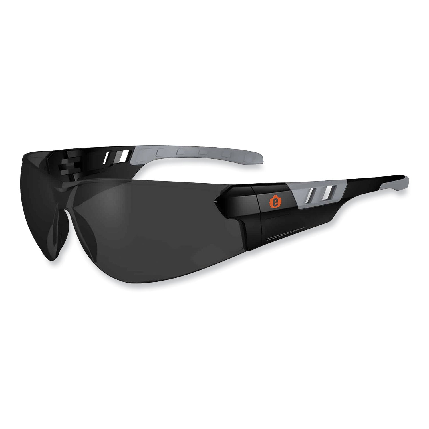 Skullerz Saga Frameless Safety Glasses, Black Nylon Impact Frame, Anti-Fog Smoke Polycarbonate Lens