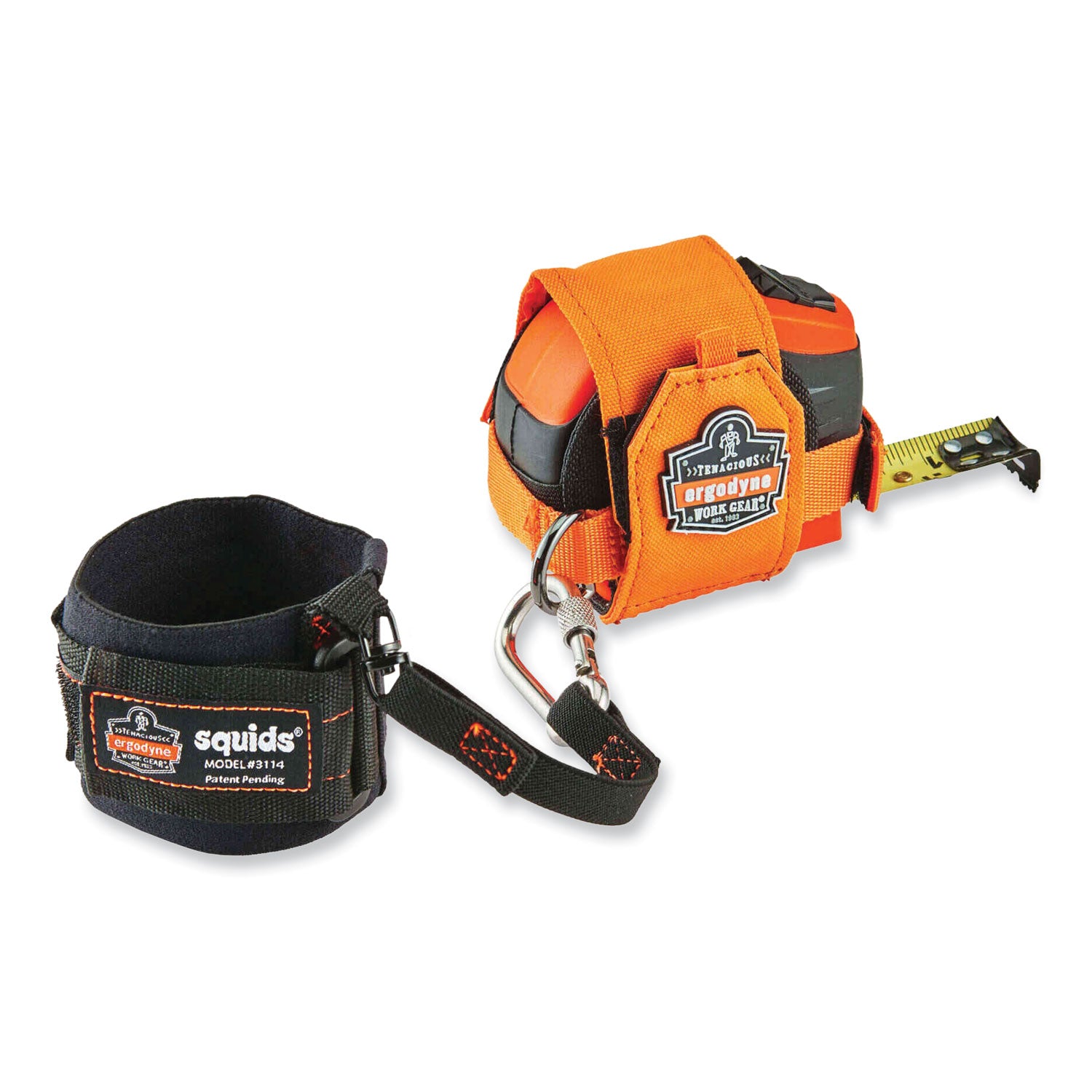 Ergodyne® Squids 3770 Belt Clip Tape Measure Holder, Large, 3.62 x 7.25 x 2.5, Polyester, Orange