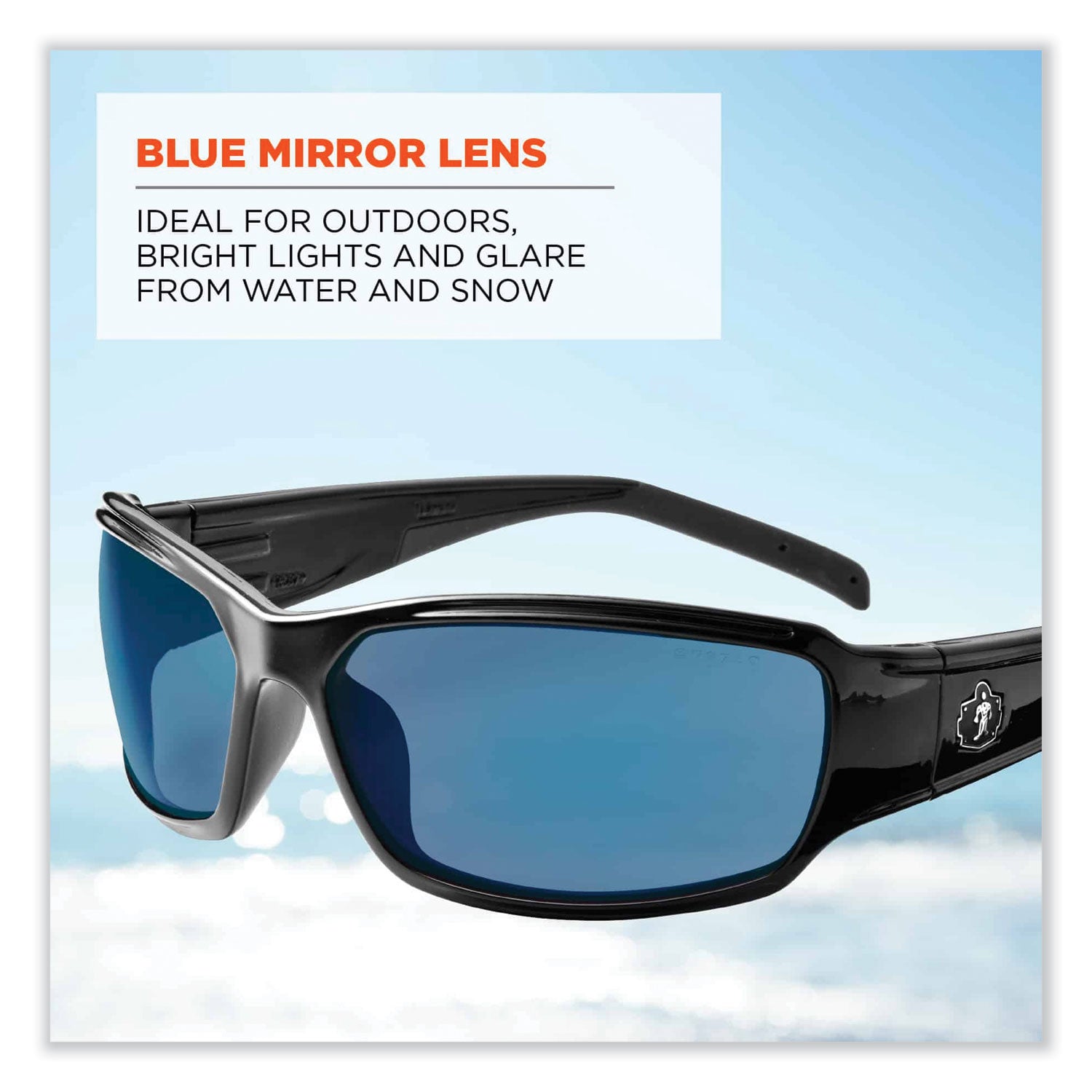 Ergodyne® Skullerz Thor Safety Glasses, Black Nylon Impact Frame, Blue Mirror Polycarbonate Lens