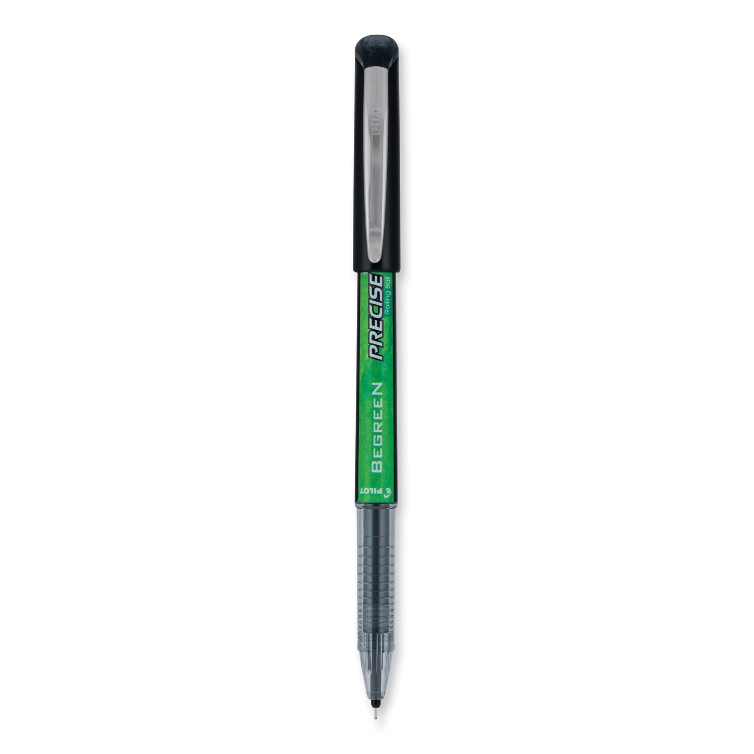 Precise V5 BeGreen Roller Ball Pen, Stick, Extra-Fine 0.5 mm, Black Ink, Black Barrel, Dozen