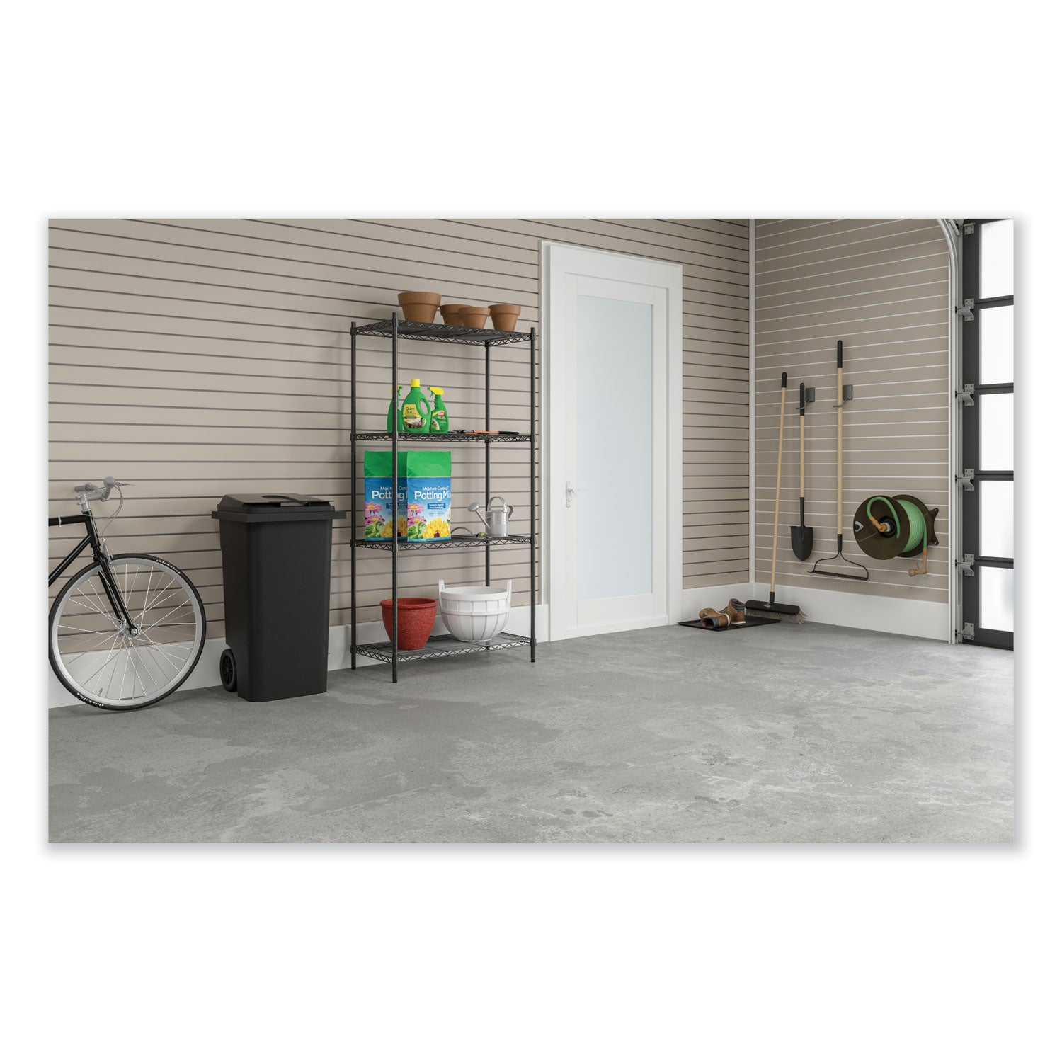 Safco® Industrial Wire Shelving, Four-Shelf, 36w x 24d x 72h, Metallic Gray