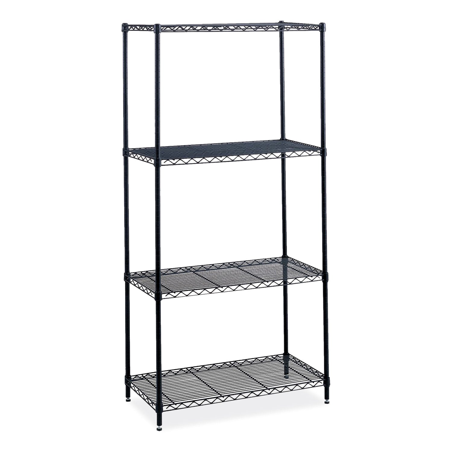 Industrial Wire Shelving, Four-Shelf, 36w x 18d x 72h, Black