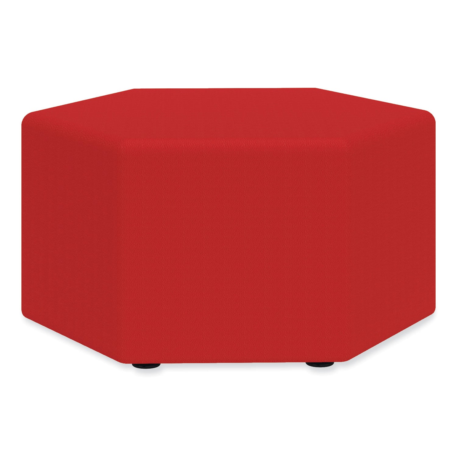 Learn 30" Hexagon Vinyl Ottoman, 30w x 30d x 18h, Red