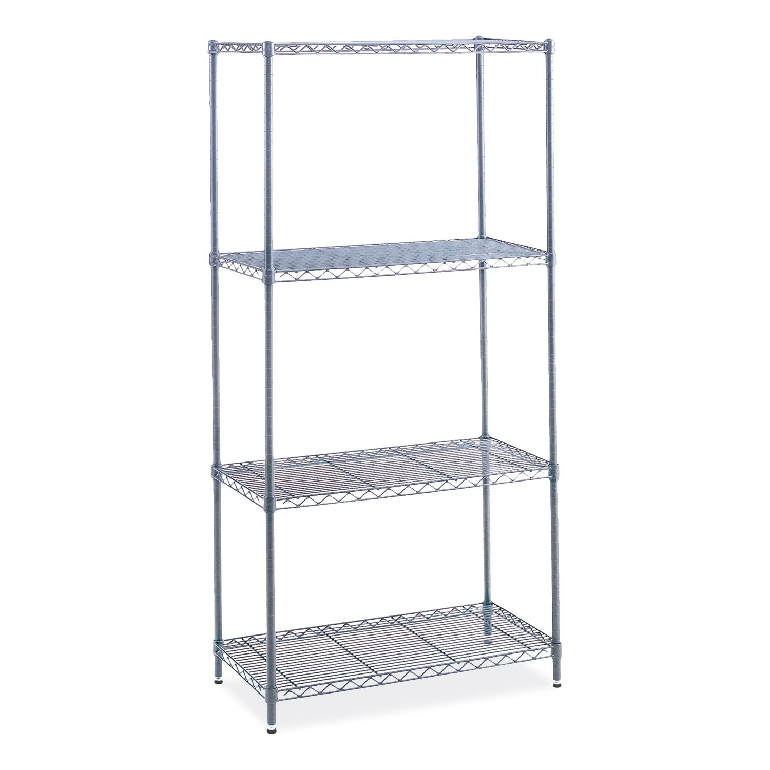 Industrial Wire Shelving, Four-Shelf, 36w x 24d x 72h, Metallic Gray