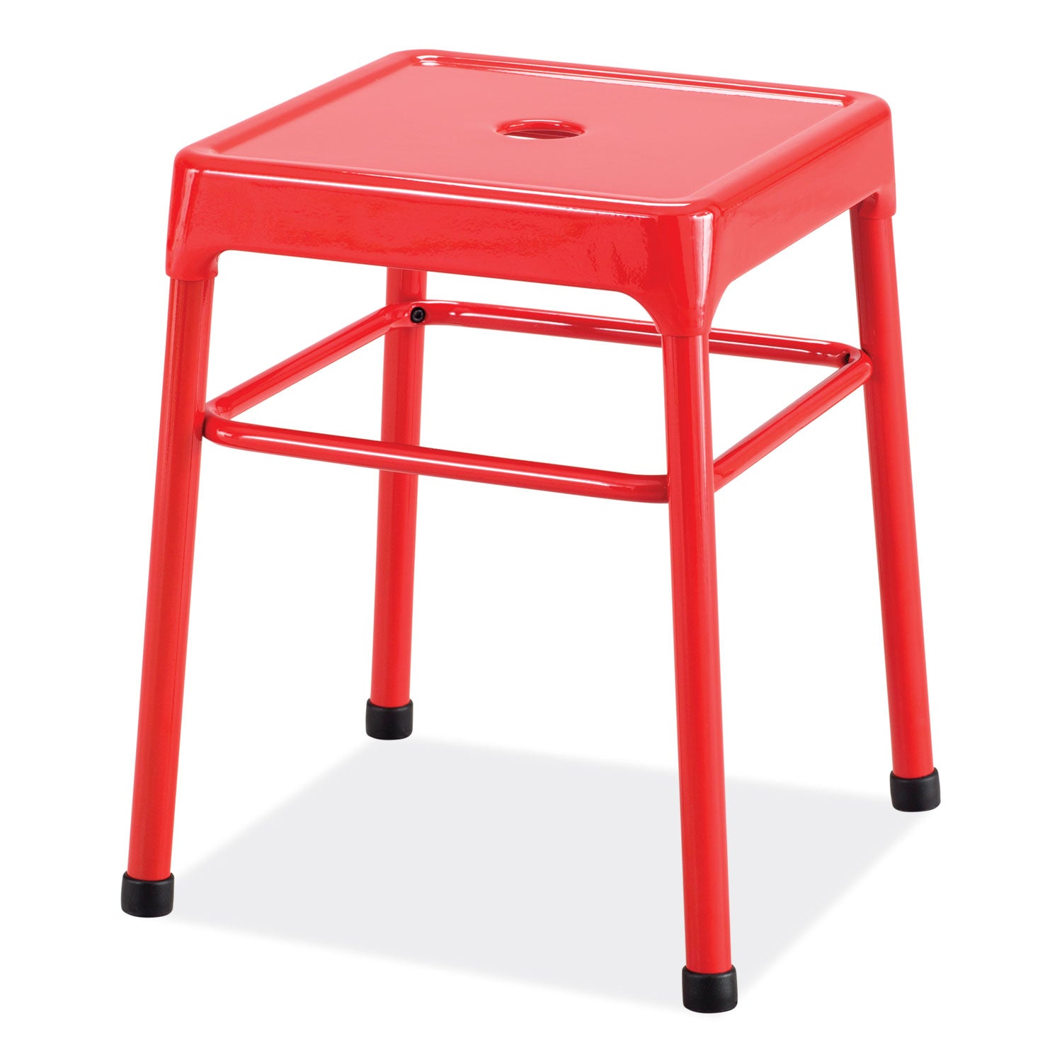 Safco® Steel GuestBistro Stool, Backless, Supports Up to 250 lb, 18" Seat Height, Red Seat, Red Base