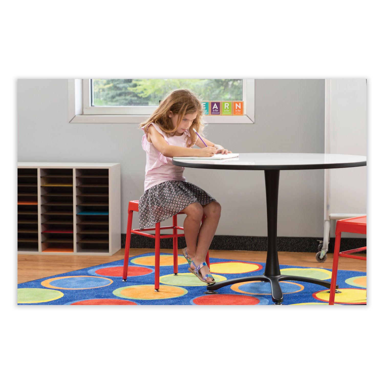 Safco® Steel GuestBistro Stool, Backless, Supports Up to 250 lb, 18" Seat Height, Red Seat, Red Base