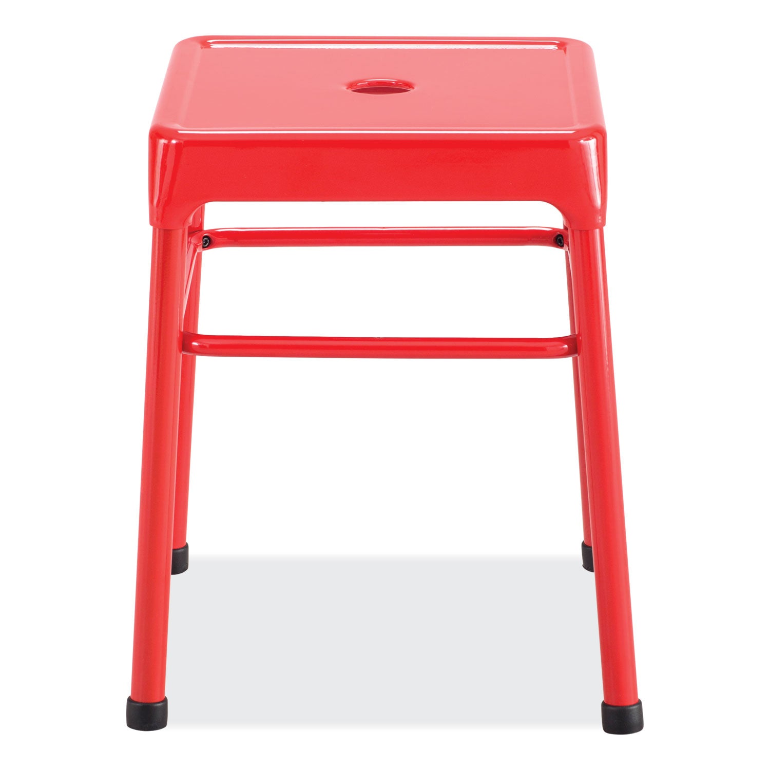 Safco® Steel GuestBistro Stool, Backless, Supports Up to 250 lb, 18" Seat Height, Red Seat, Red Base