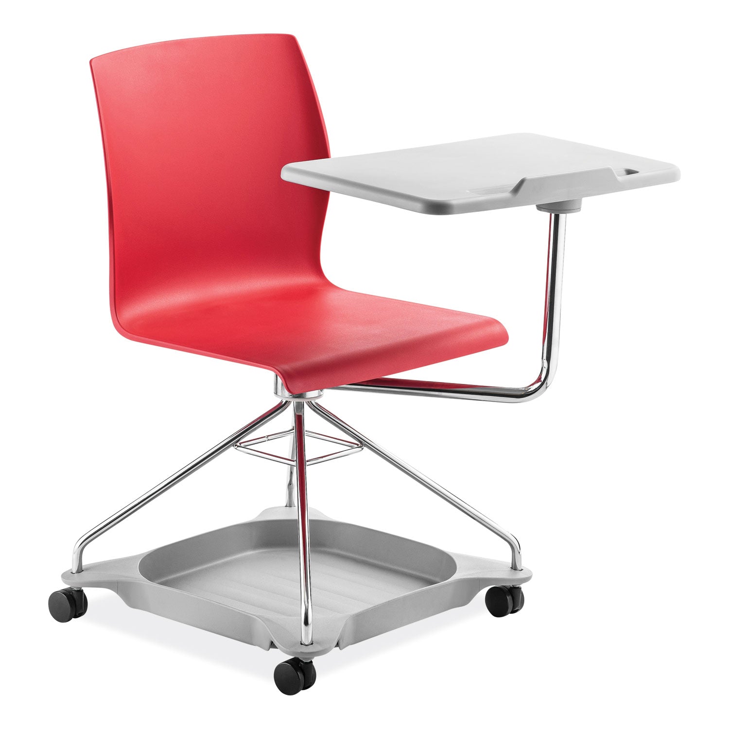 NPS® CoGo Mobile Tablet Chair, Supports Up to 440 lb, 18.75" Seat Height, Red Seat, Red Back, Chrome Frame