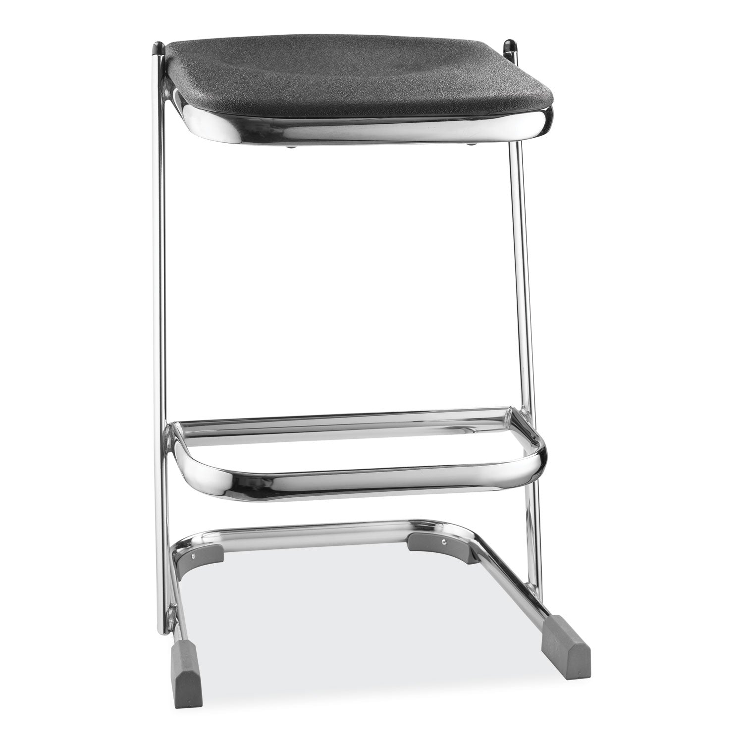 NPS® 6600 Series Elephant Z-Stool, Backless, Supports Up to 500 lb, 24" Seat Height, Black Seat, Chrome Frame