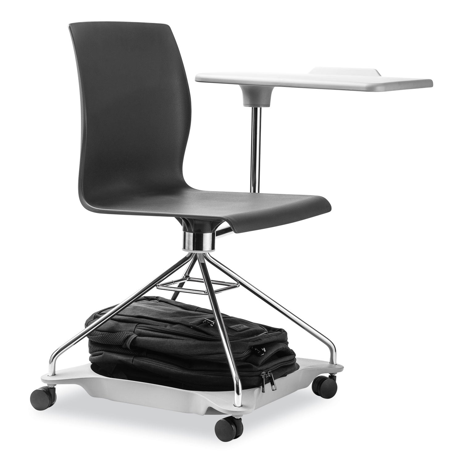 NPS® CoGo Mobile Tablet Chair, Supports Up to 440 lb, 18.75" Seat Height, Black Seat, Black Back, Chrome Frame