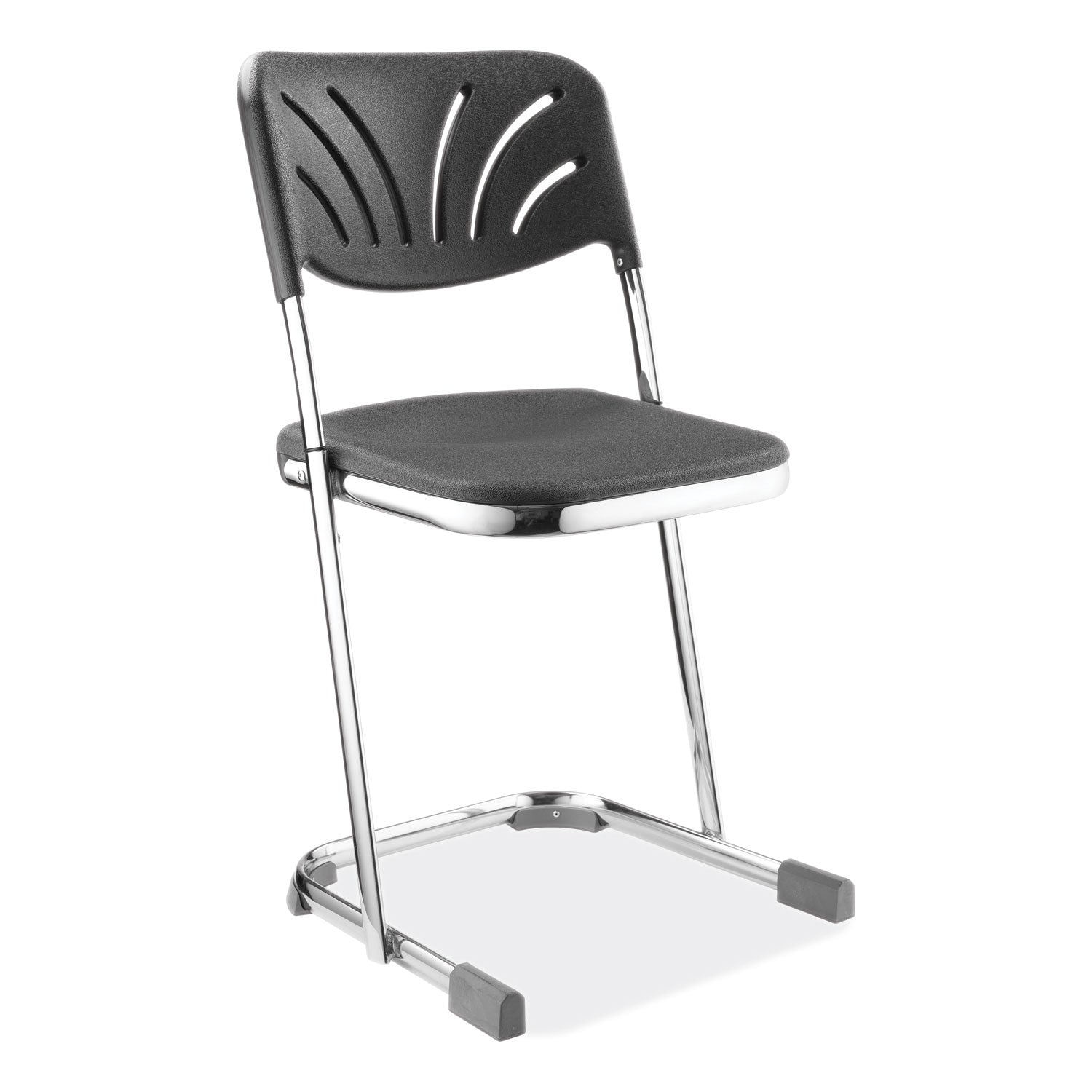 6600 Series Elephant Z-Stool With Backrest, Supports Up to 500 lb, 18" Seat Height, Black Seat, Black Back, Chrome Frame