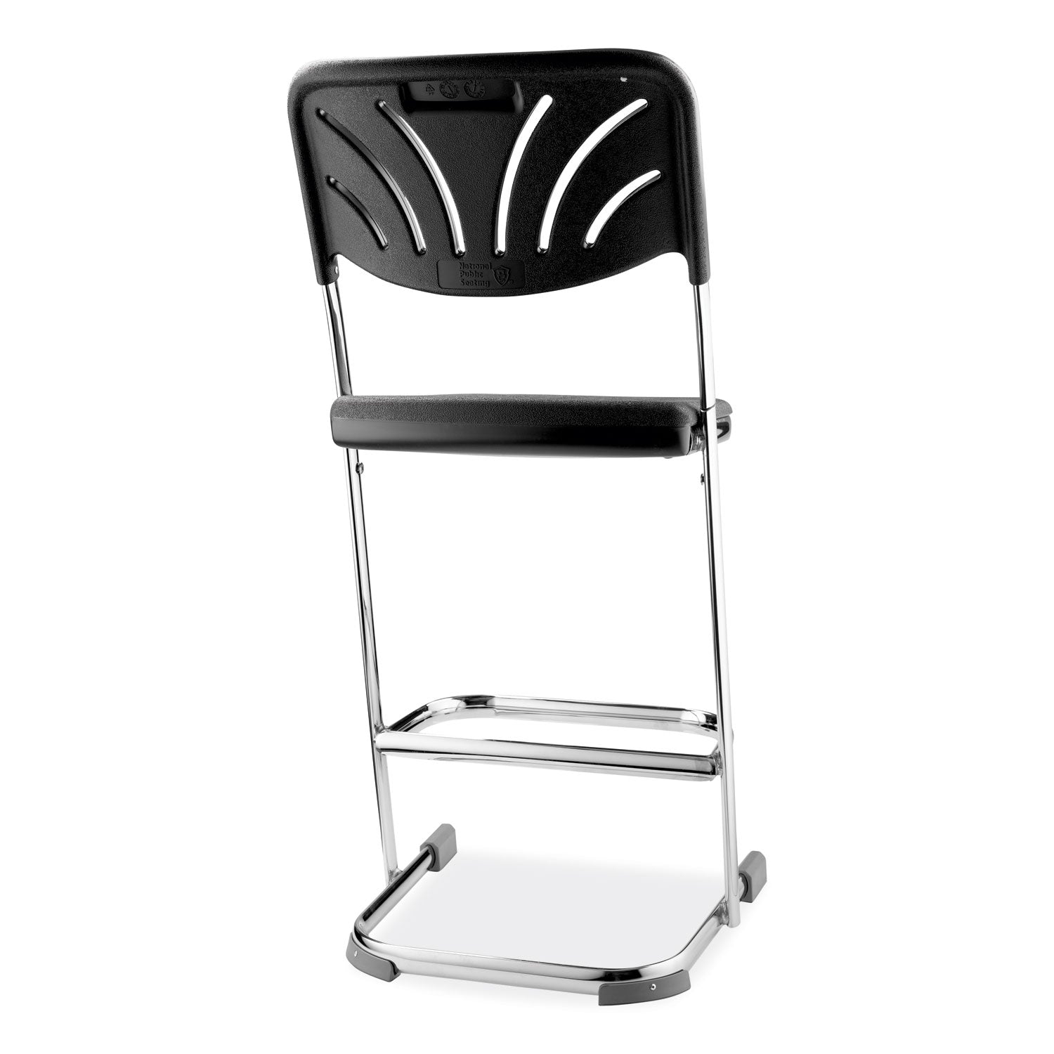 NPS® 6600 Series Elephant Z-Stool With Backrest, Supports Up to 500 lb, 24" Seat Heightt, Black Seat, Black Back, Chrome Frame