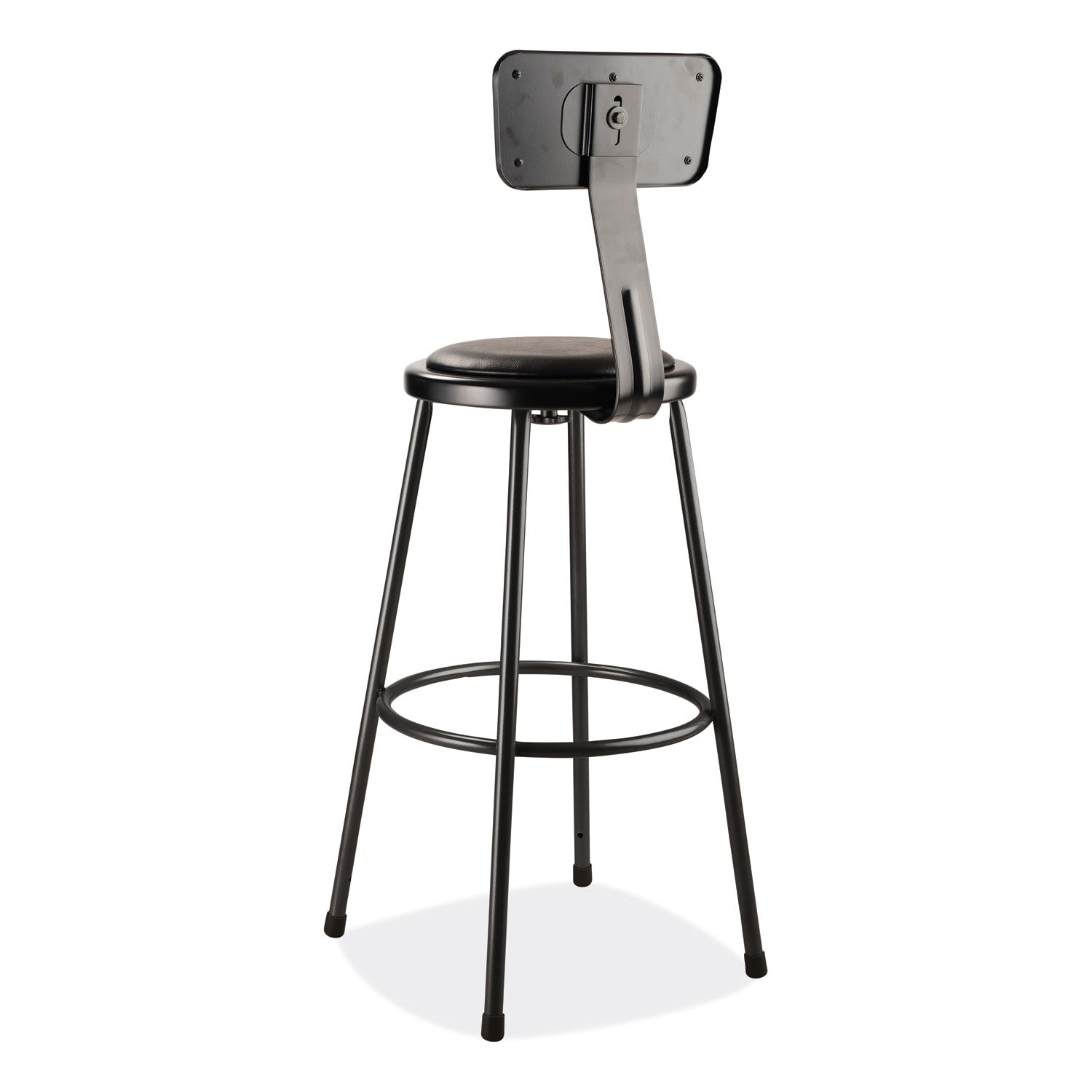 NPS® 6400 Series Heavy Duty Vinyl Padded Stool with Backrest, Supports 300 lb, 30" Seat Height, Black Seat/Back/Base