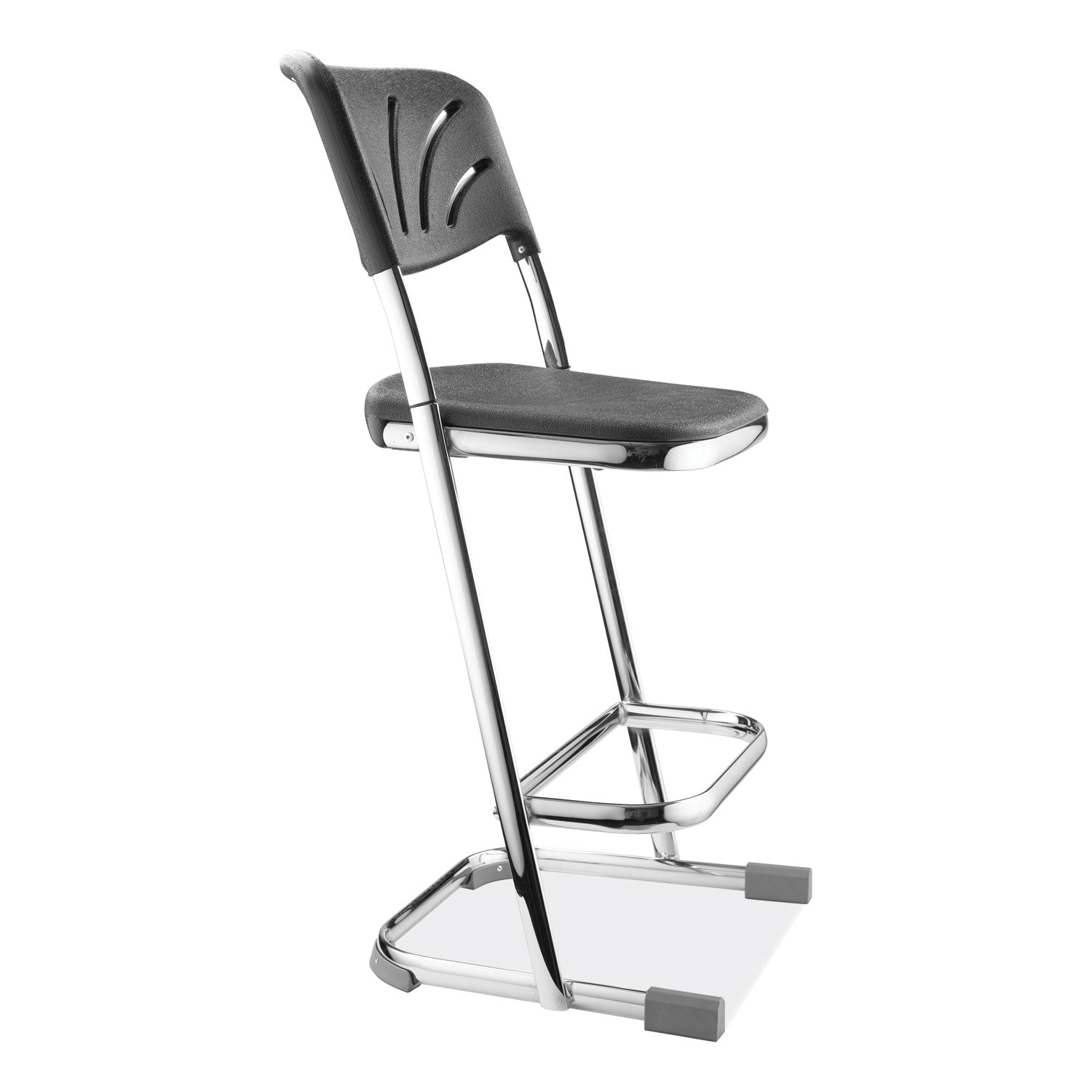 NPS® 6600 Series Elephant Z-Stool With Backrest, Supports Up to 500 lb, 24" Seat Heightt, Black Seat, Black Back, Chrome Frame