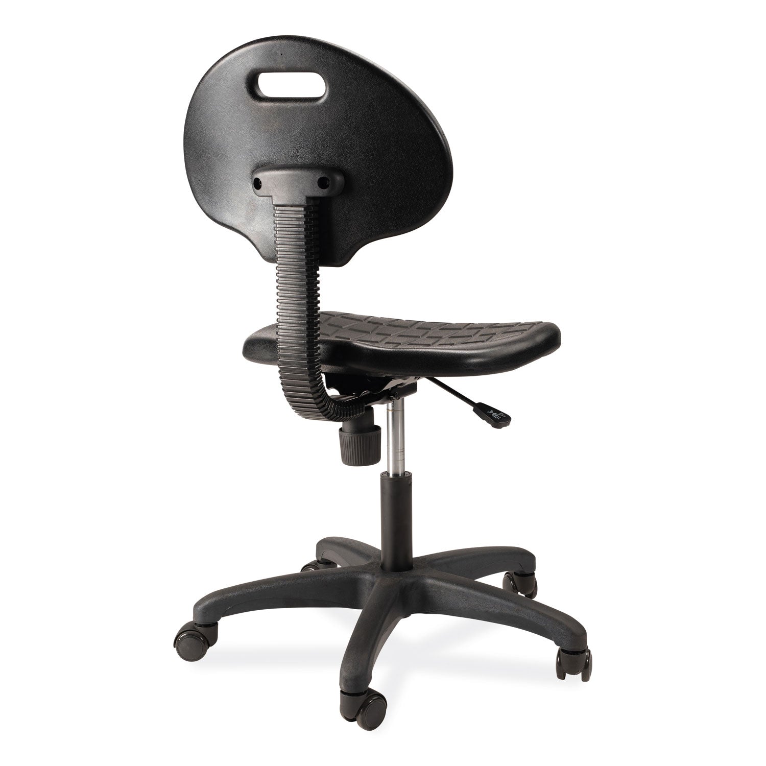 NPS® 6700 Series Polyurethane Adj Height Task Chair, Supports 300 lb, 16" to 21" Seat Height, Black Seat, Black Back, Black Base