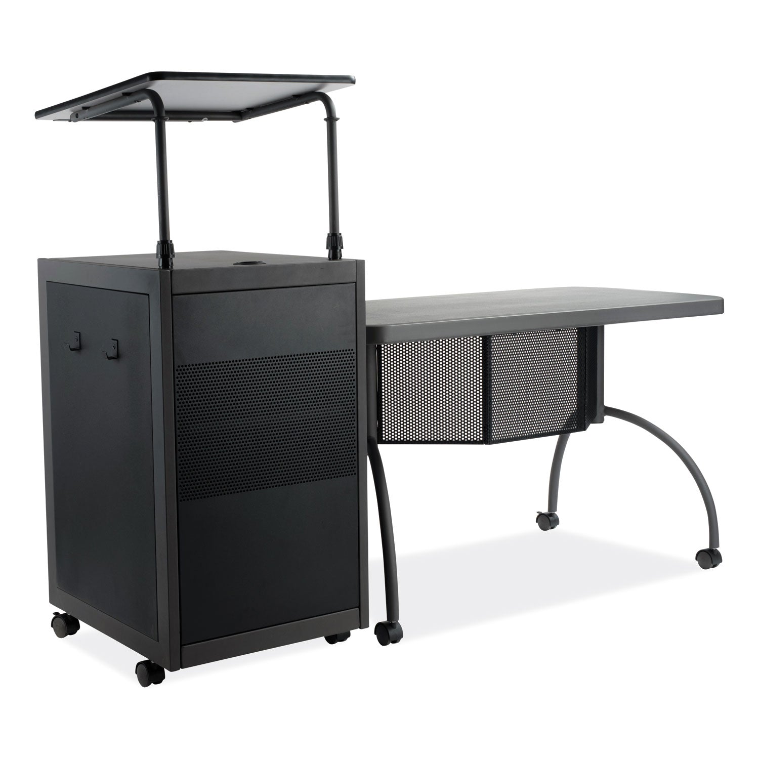 Teacher's WorkPod Desk and Lectern Kit, 68" x 24" x 41", Charcoal Gray Oklahoma Sound® Flipcost