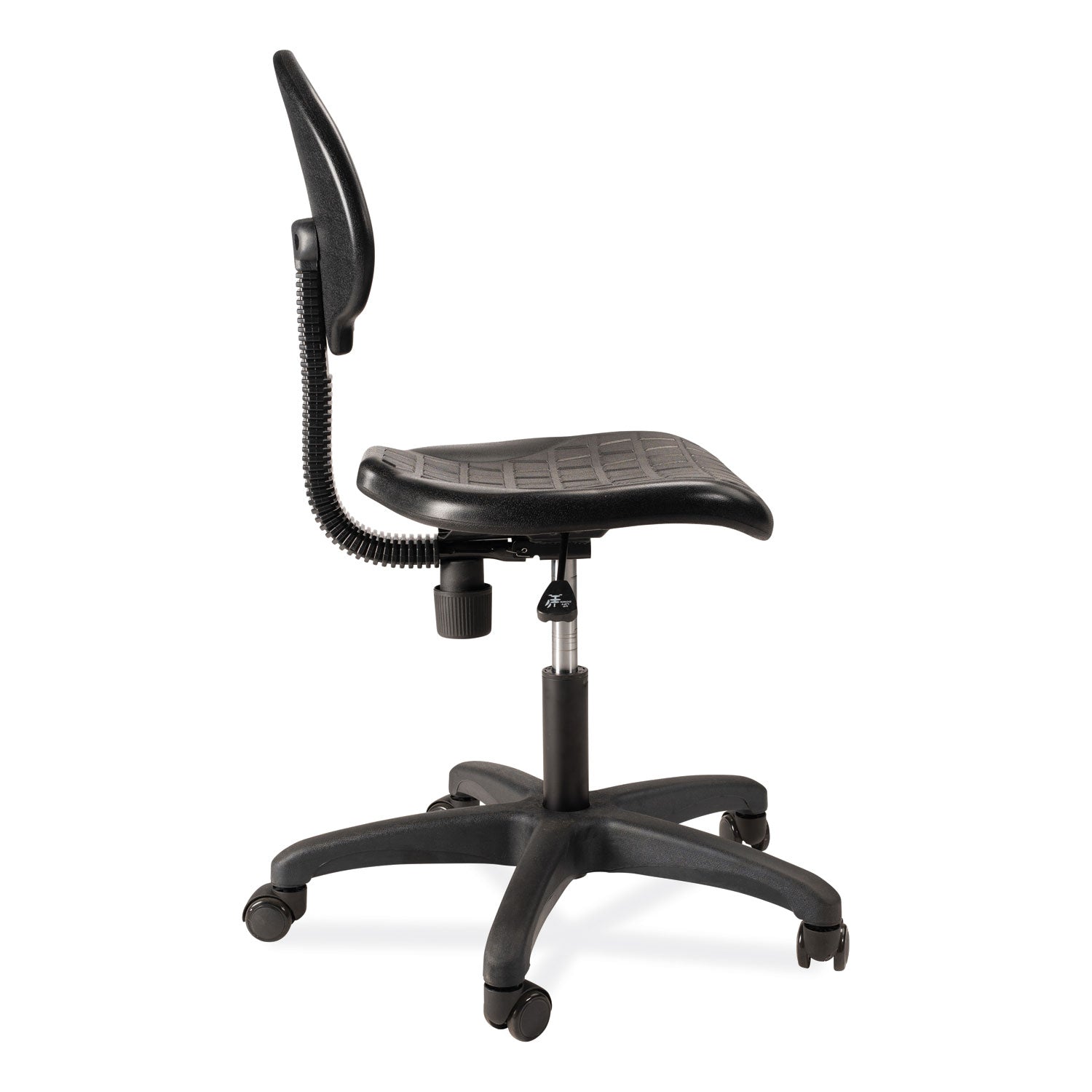 NPS® 6700 Series Polyurethane Adj Height Task Chair, Supports 300 lb, 16" to 21" Seat Height, Black Seat, Black Back, Black Base