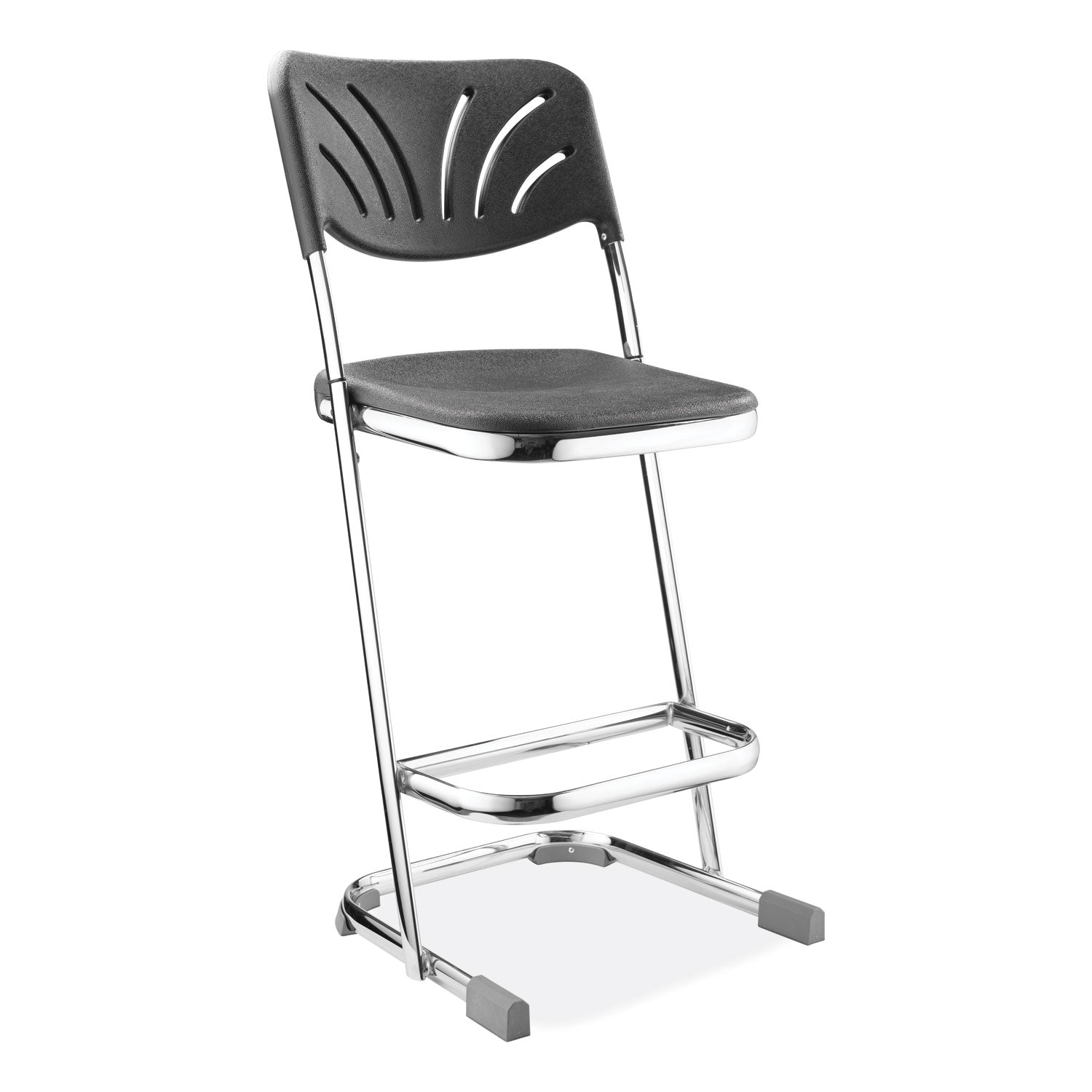 NPS® 6600 Series Elephant Z-Stool With Backrest, Supports Up to 500 lb, 24" Seat Heightt, Black Seat, Black Back, Chrome Frame