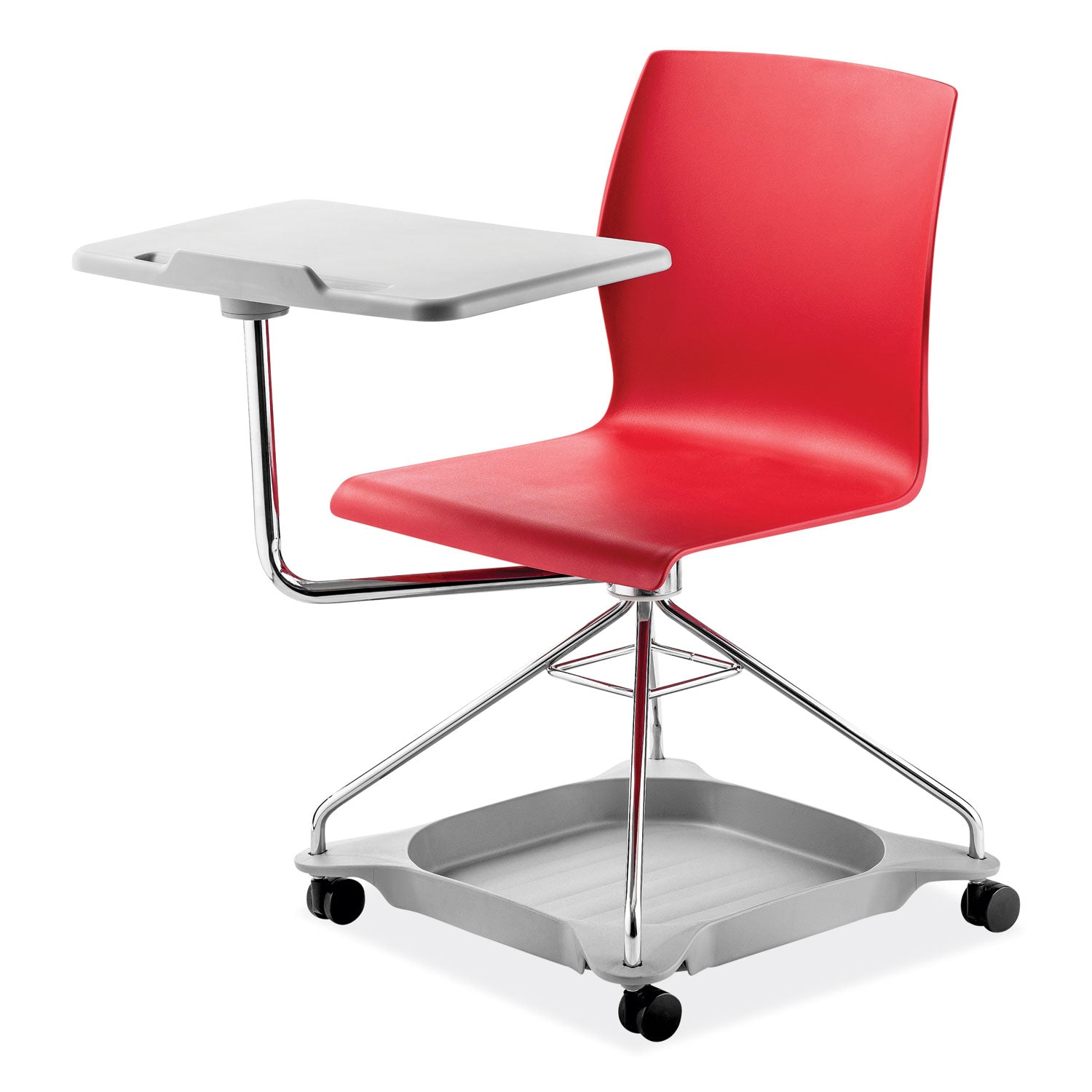 CoGo Mobile Tablet Chair, Supports Up to 440 lb, 18.75" Seat Height, Red Seat, Red Back, Chrome Frame