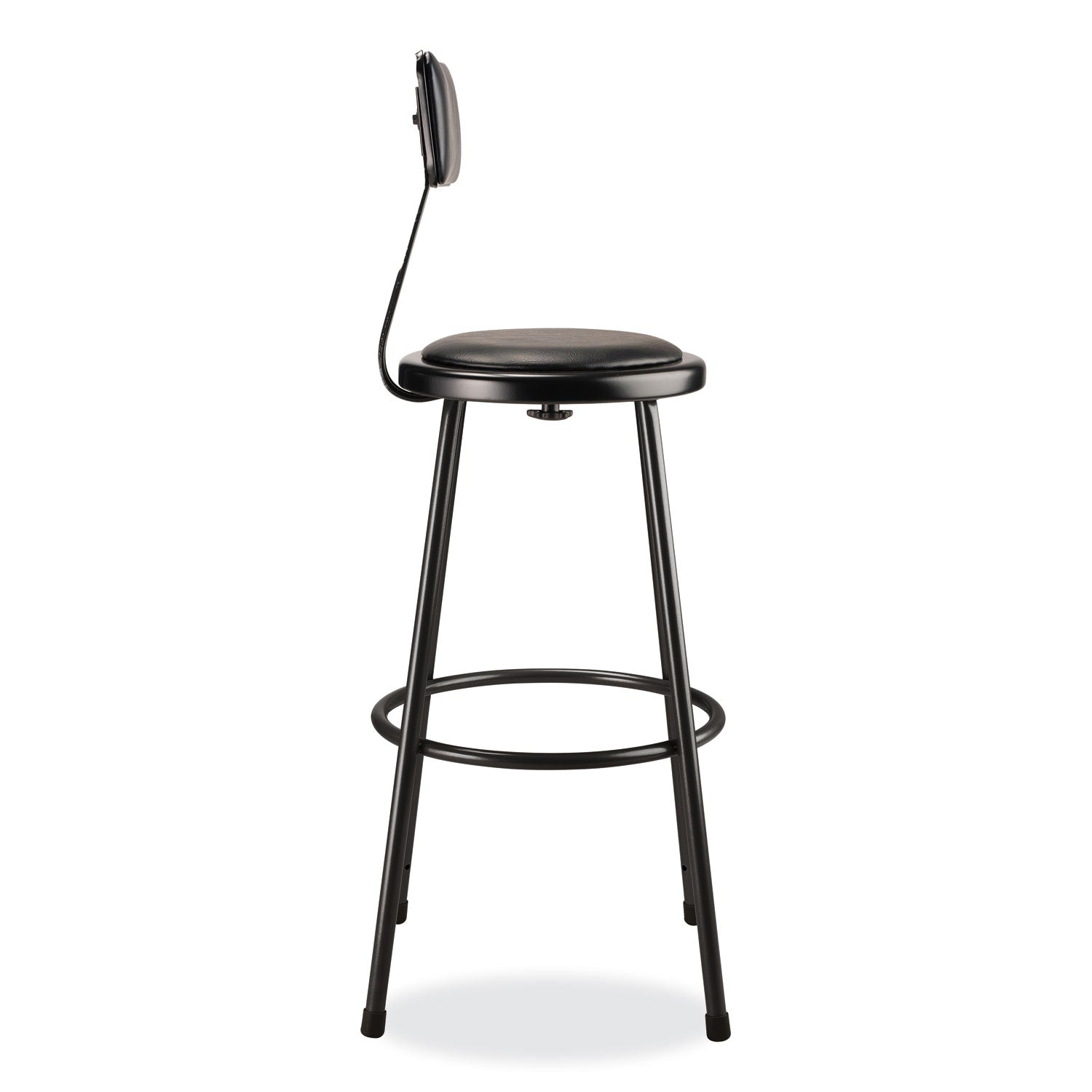 NPS® 6400 Series Heavy Duty Vinyl Padded Stool with Backrest, Supports 300 lb, 30" Seat Height, Black Seat/Back/Base