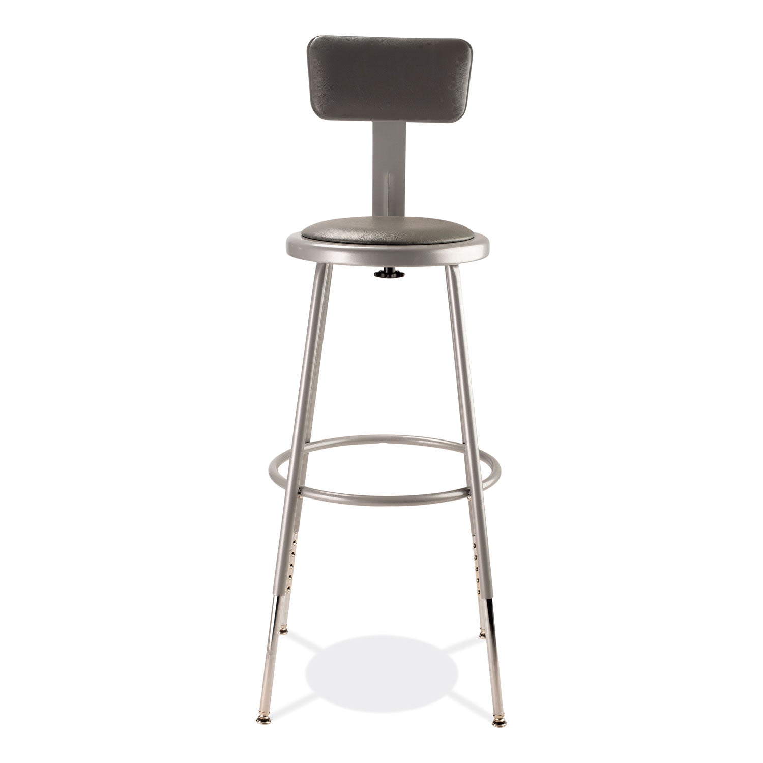 NPS® 6400 Series Height Adjustable Heavy Duty Padded Stool with Backrest, Supports Up to 300 lb, 25" to 33" Seat Height, Gray