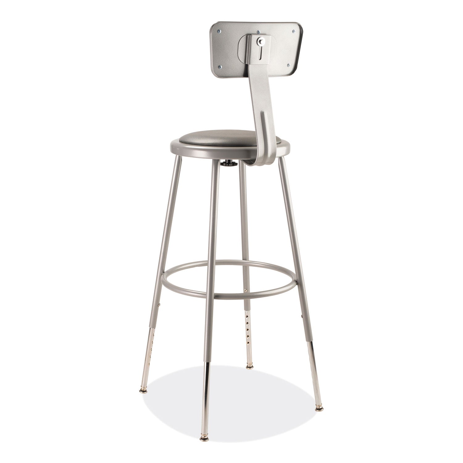 NPS® 6400 Series Height Adjustable Heavy Duty Padded Stool with Backrest, Supports Up to 300 lb, 25" to 33" Seat Height, Gray