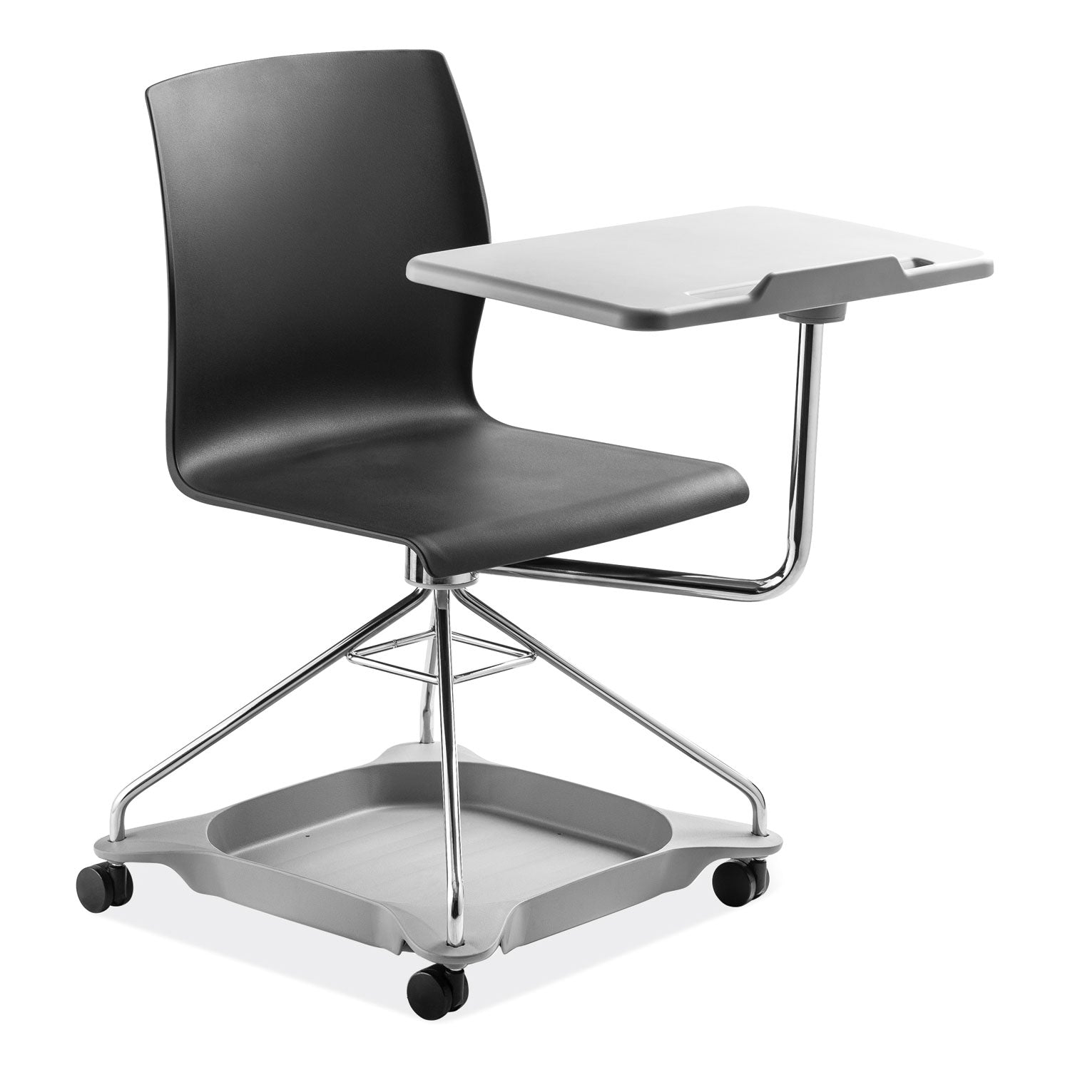 NPS® CoGo Mobile Tablet Chair, Supports Up to 440 lb, 18.75" Seat Height, Black Seat, Black Back, Chrome Frame