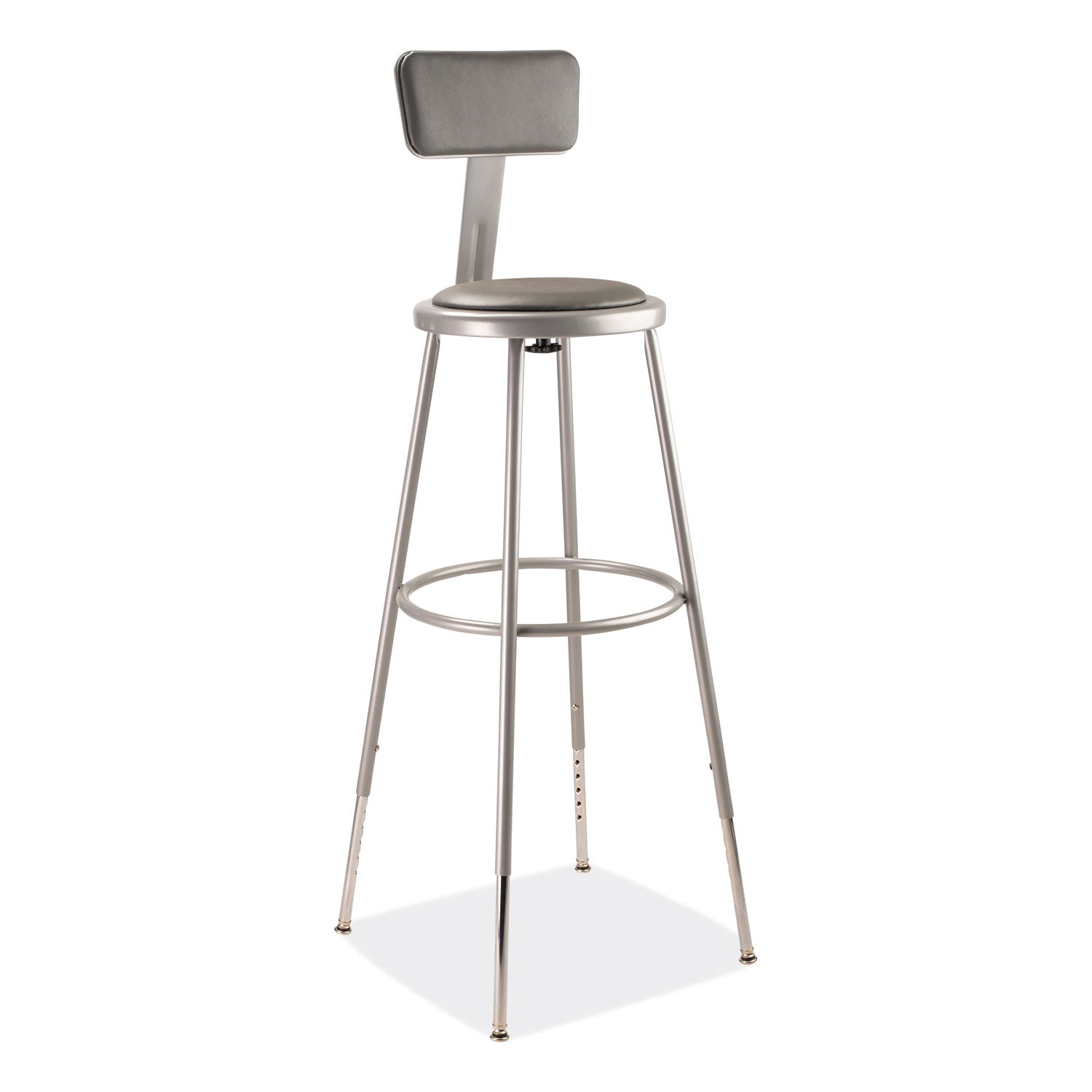 6400 Series Height Adjustable Heavy Duty Padded Stool with Backrest, Supports 300 Up to lb, 32" to 39" Seat Height, Gray