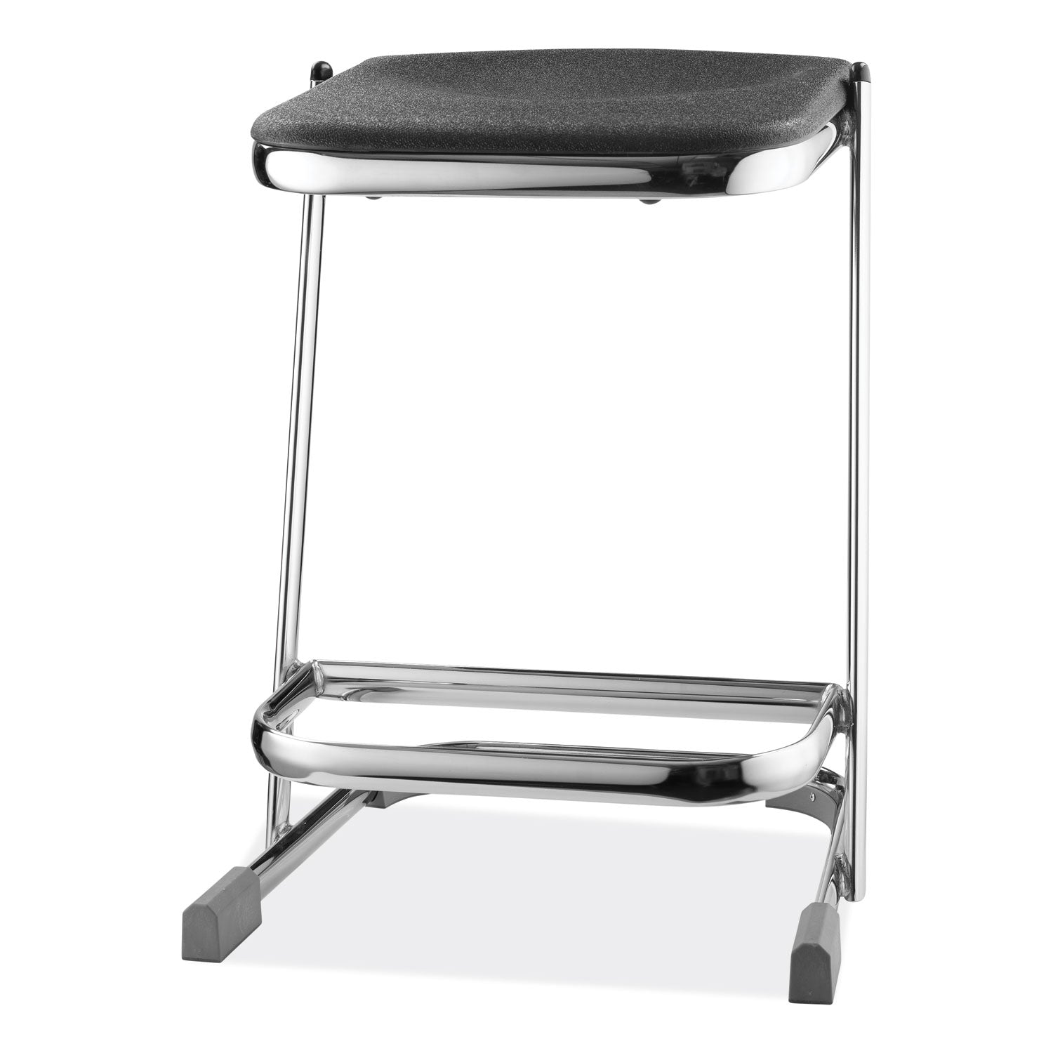 NPS® 6600 Series Elephant Z-Stool, Backless, Supports Up to 500 lb, 22" Seat Height, Black Seat, Chrome Frame