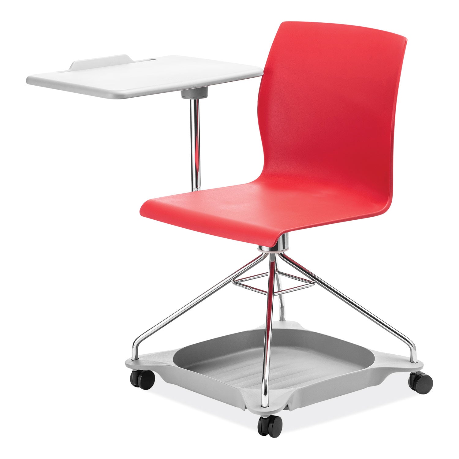 NPS® CoGo Mobile Tablet Chair, Supports Up to 440 lb, 18.75" Seat Height, Red Seat, Red Back, Chrome Frame