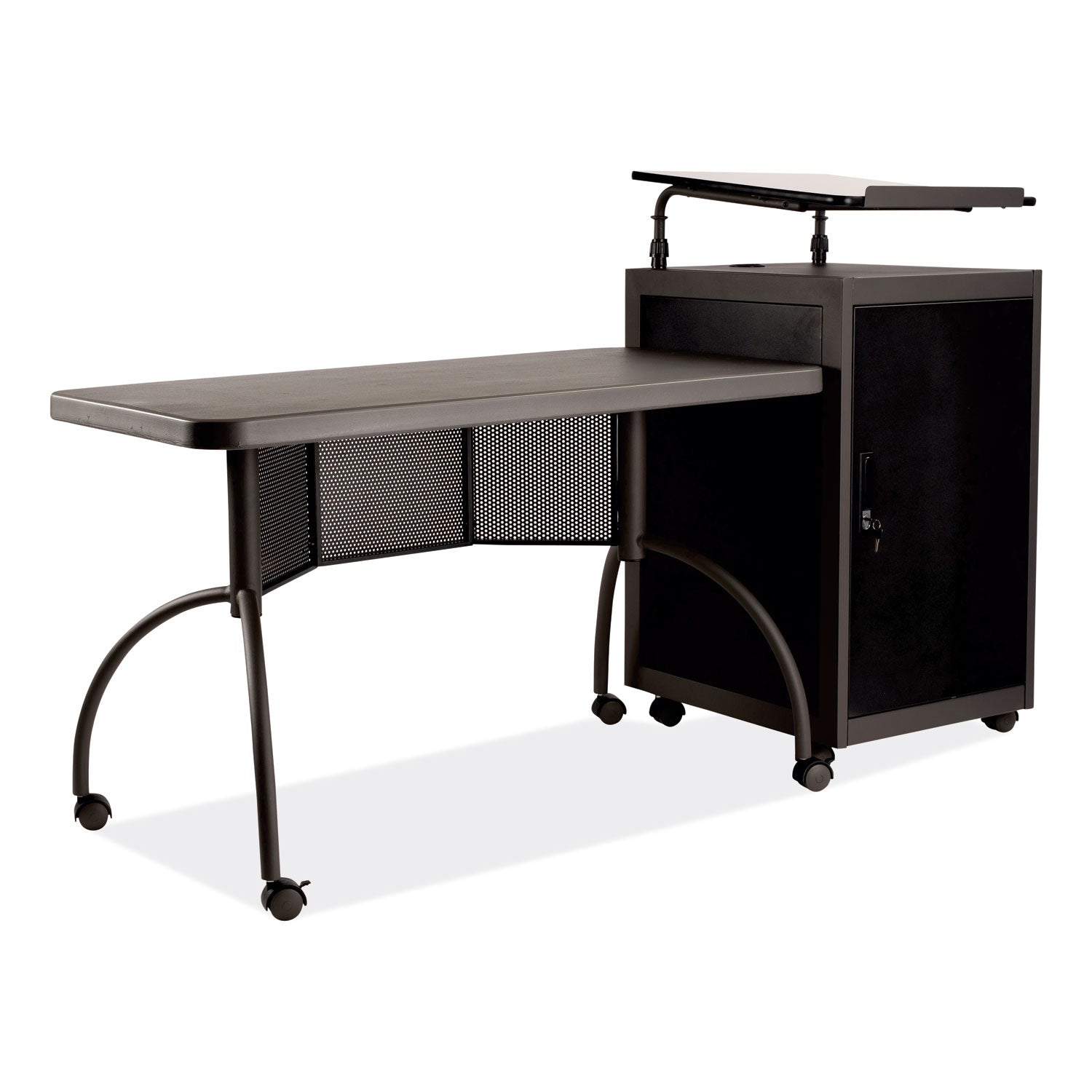 Teacher's WorkPod Desk and Lectern Kit, 68" x 24" x 41", Charcoal Gray