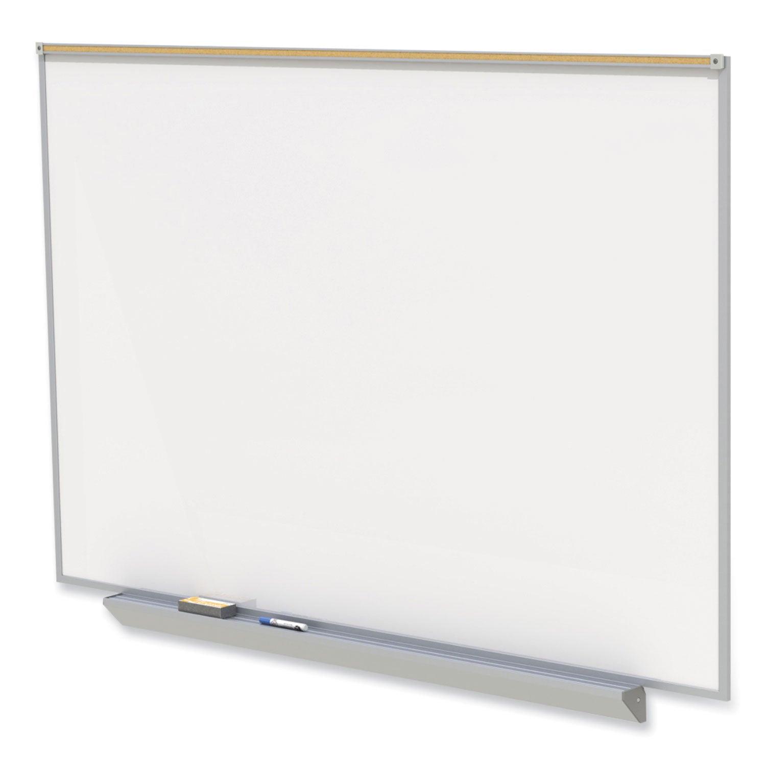 Ghent Proma Magnetic Porcelain Projection Whiteboard with Satin Aluminum Frame, 48.5 x 36.5, White Surface