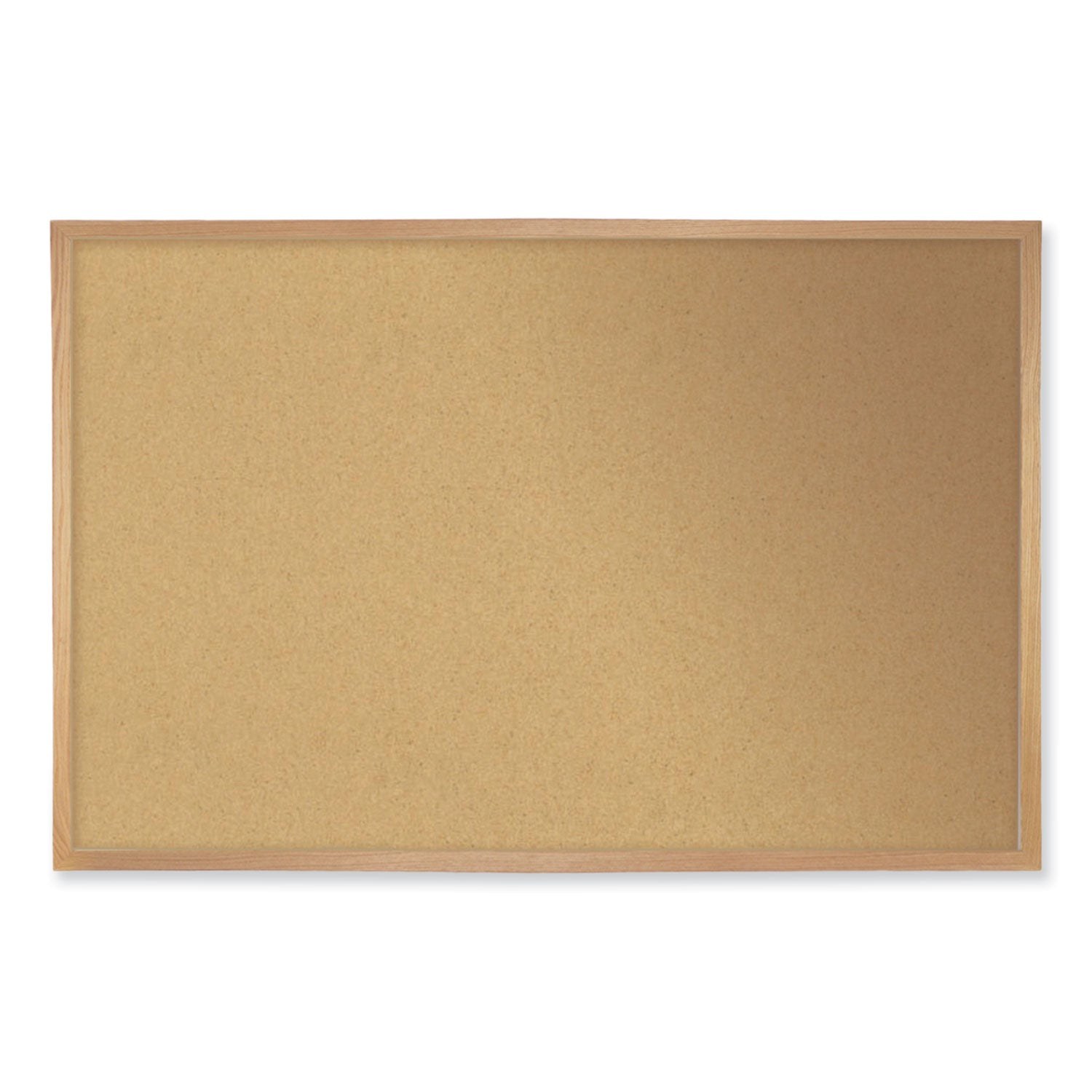 Natural Cork Bulletin Board with Frame, 120.5 x 48.5, Tan Surface, Oak Frame