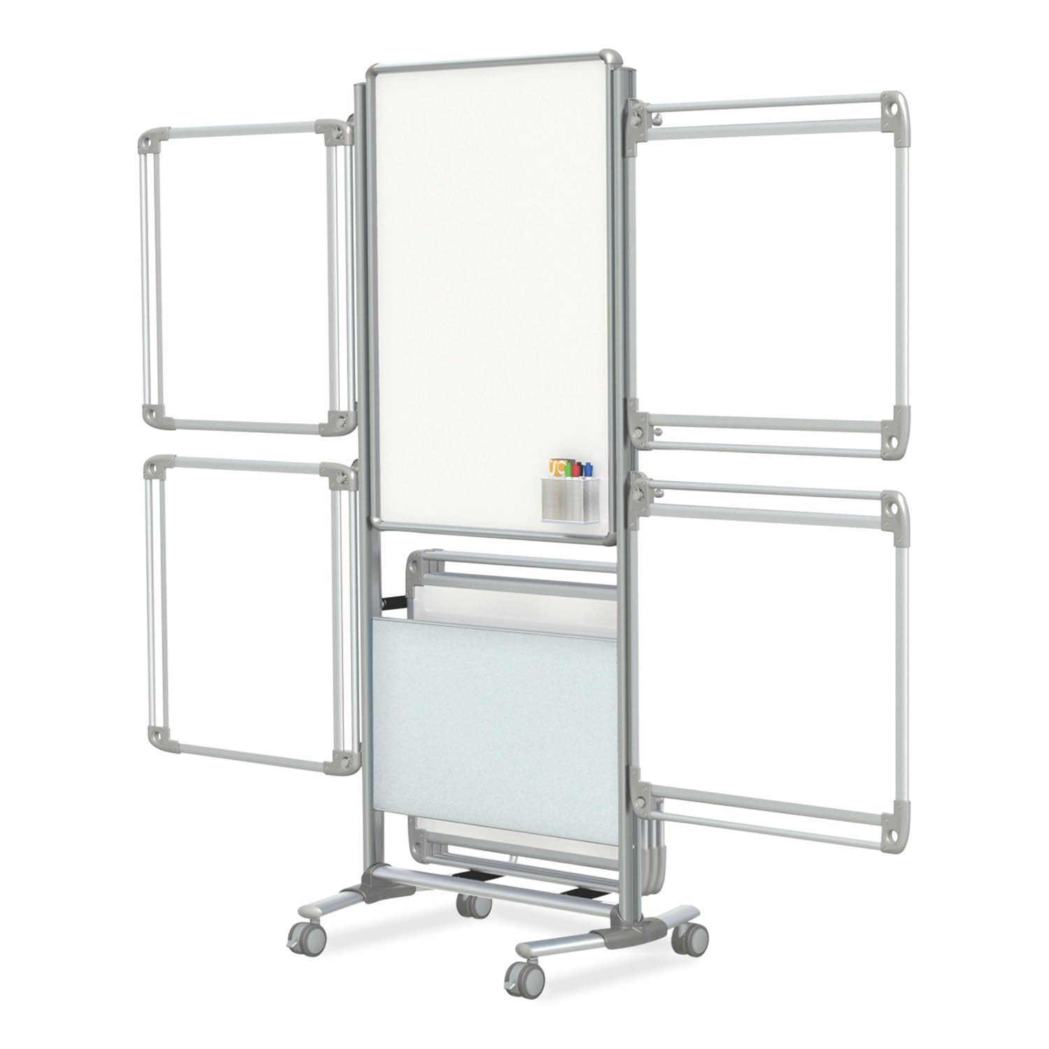 Nexus Easel Whiteboard, 32 x 76.13, White Surface, Satin Aluminum Frame