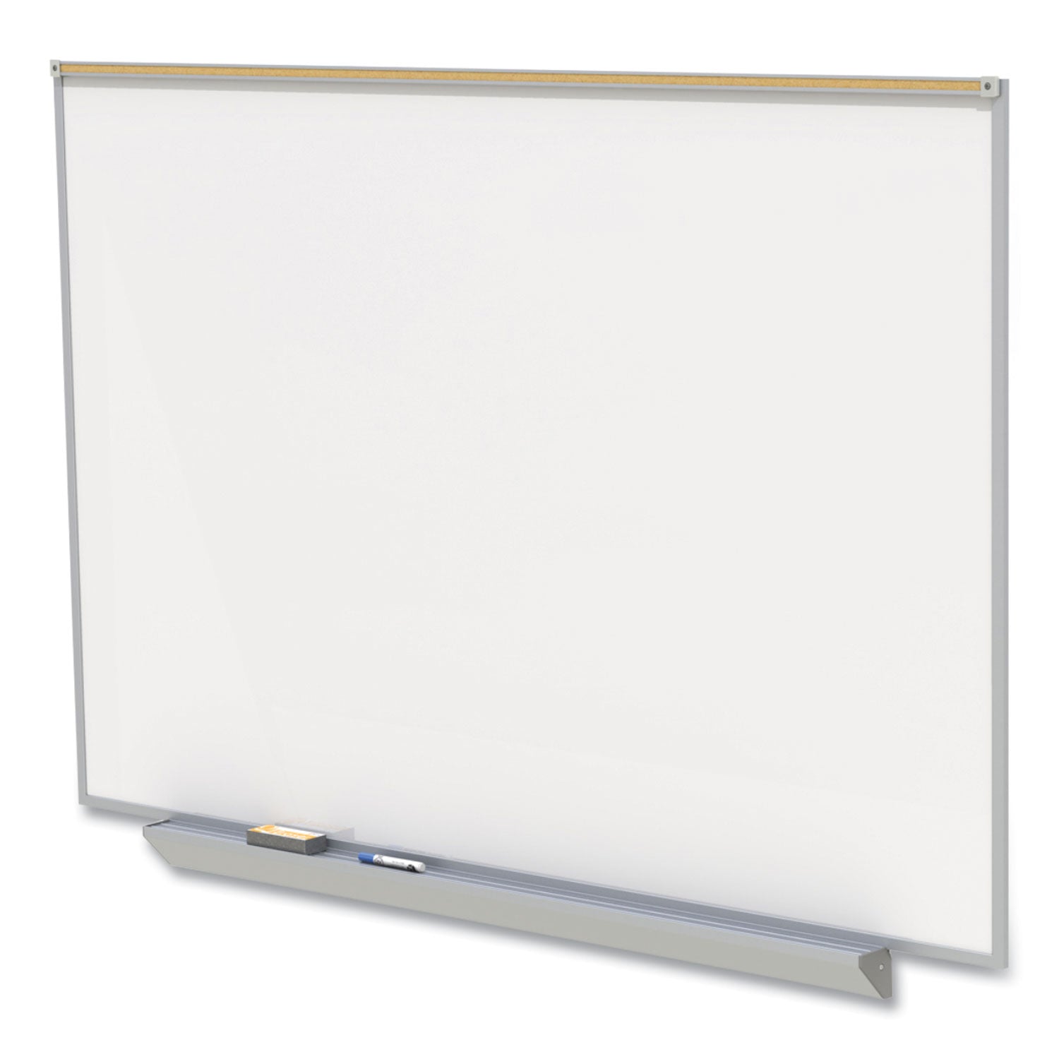 Ghent Proma Magnetic Porcelain Projection Whiteboard with Satin Aluminum Frame, 72.5 x 48.5, White Surface