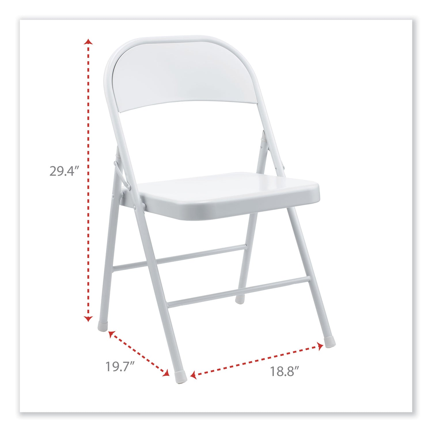 Alera® Armless Steel Folding Chair, Supports Up to 275 lb, Gray Seat, Gray Back, Gray Base, 4/Carton