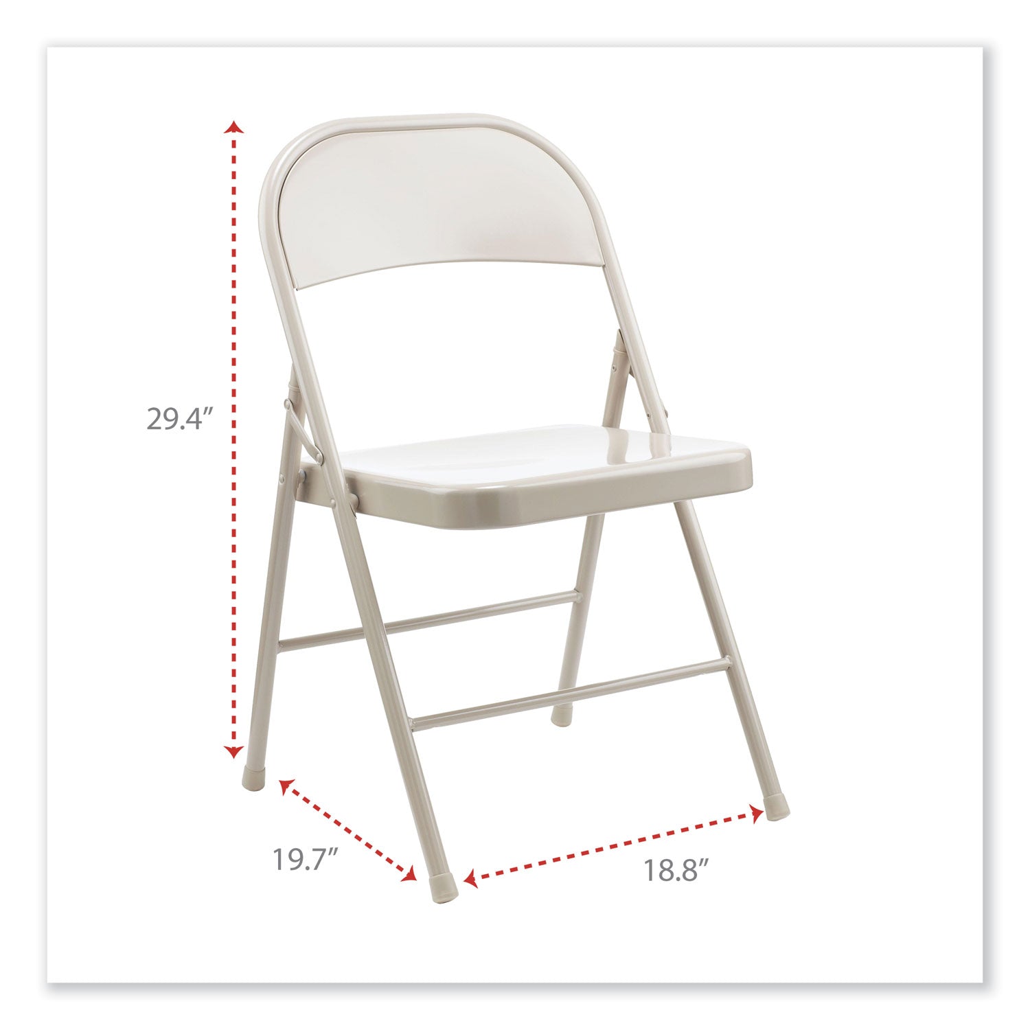 Alera® Armless Steel Folding Chair, Supports Up to 275 lb, Taupe Seat, Taupe Back, Taupe Base, 4/Carton