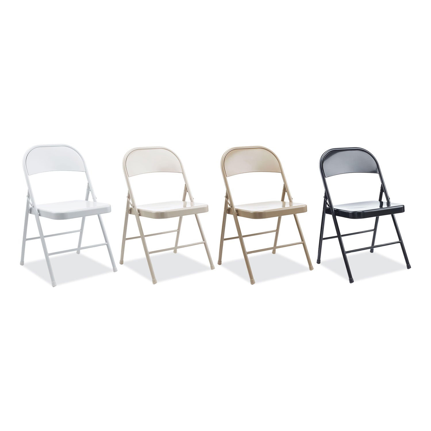 Alera® Armless Steel Folding Chair, Supports Up to 275 lb, Black Seat, Black Back, Black Base, 4/Carton