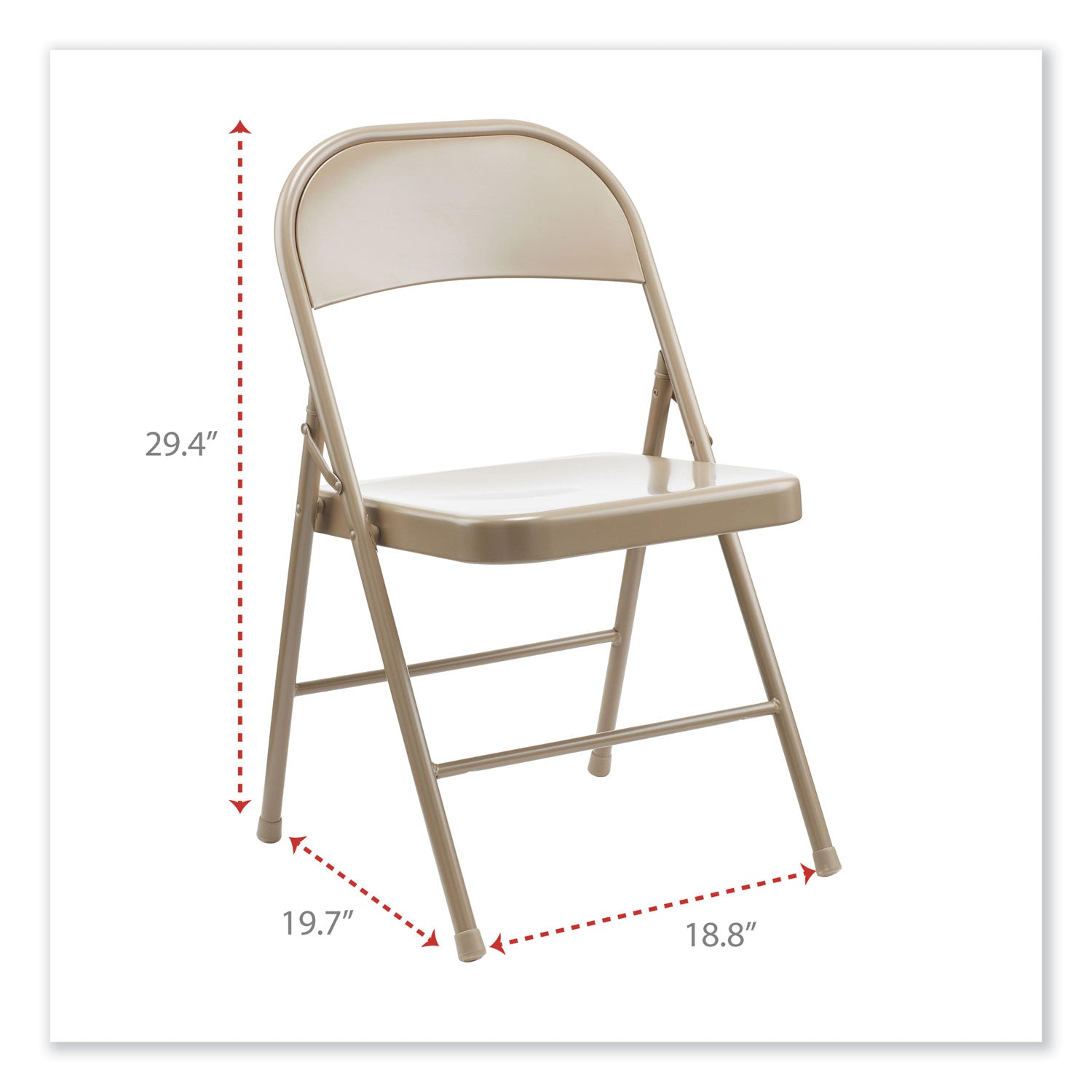 Alera® Armless Steel Folding Chair, Supports Up to 275 lb, Tan Seat, Tan Back, Tan Base, 4/Carton